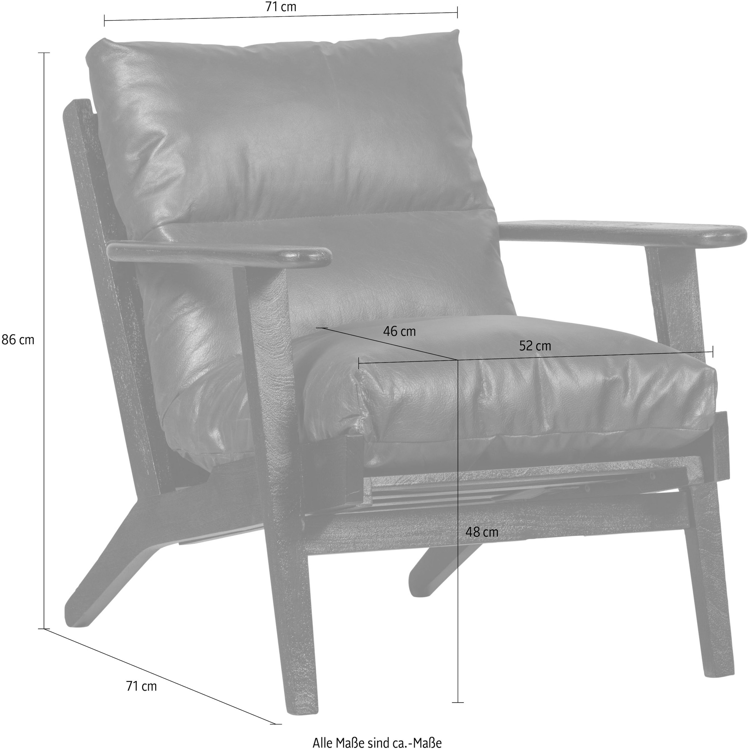WOOOD Sessel »Houston«, Rahmen aus Akazienholz, maximale Belastbarkeit 150 kg, H 86 cm