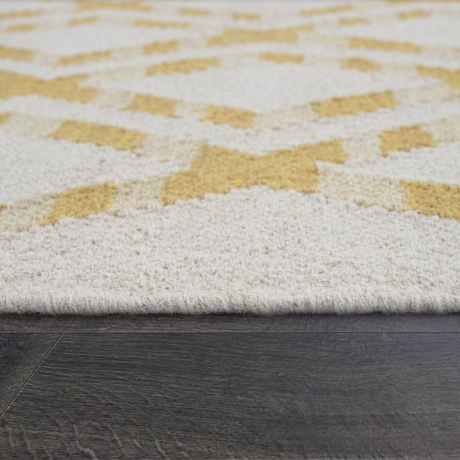 Paco Home Wollteppich »Kenitra 502« rechteckig 12 mm Höhe Flachgewebe, reine Wolle, handgewebt, Rauten Design, mit Fransen