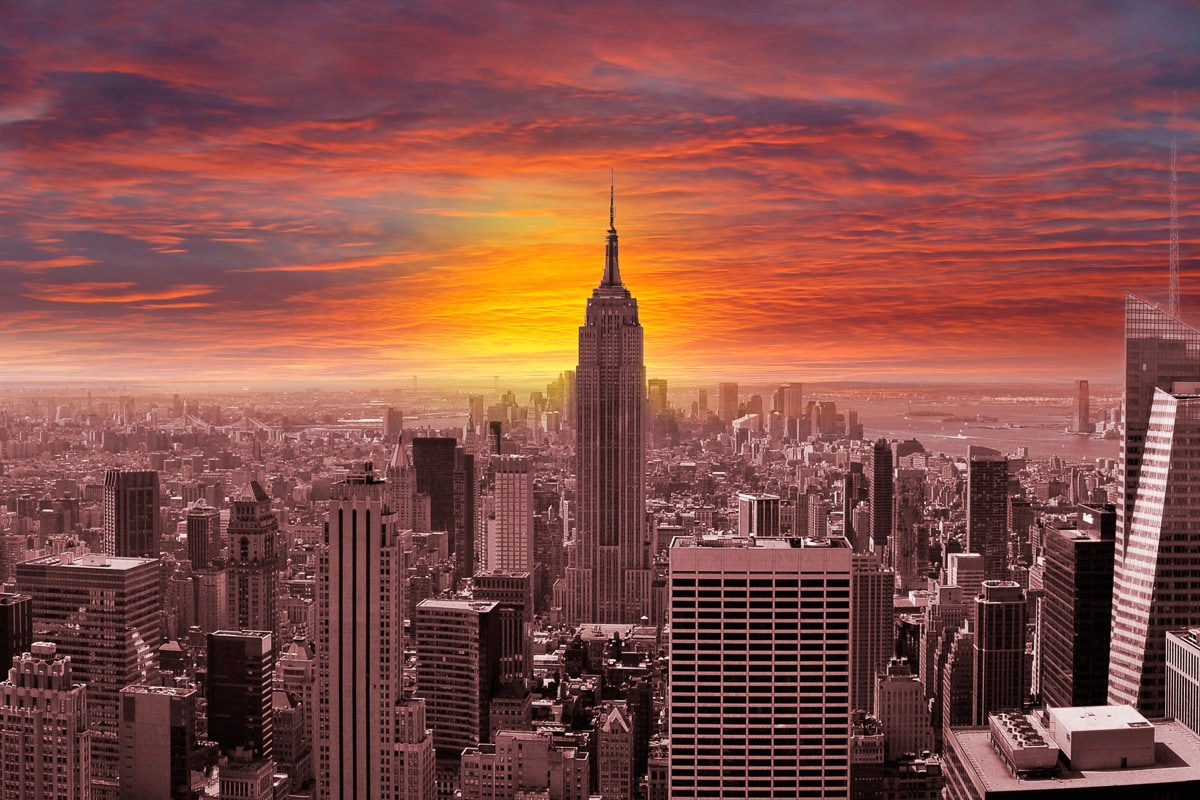 Papermoon Fototapete "New York bei Sonnenuntergang"