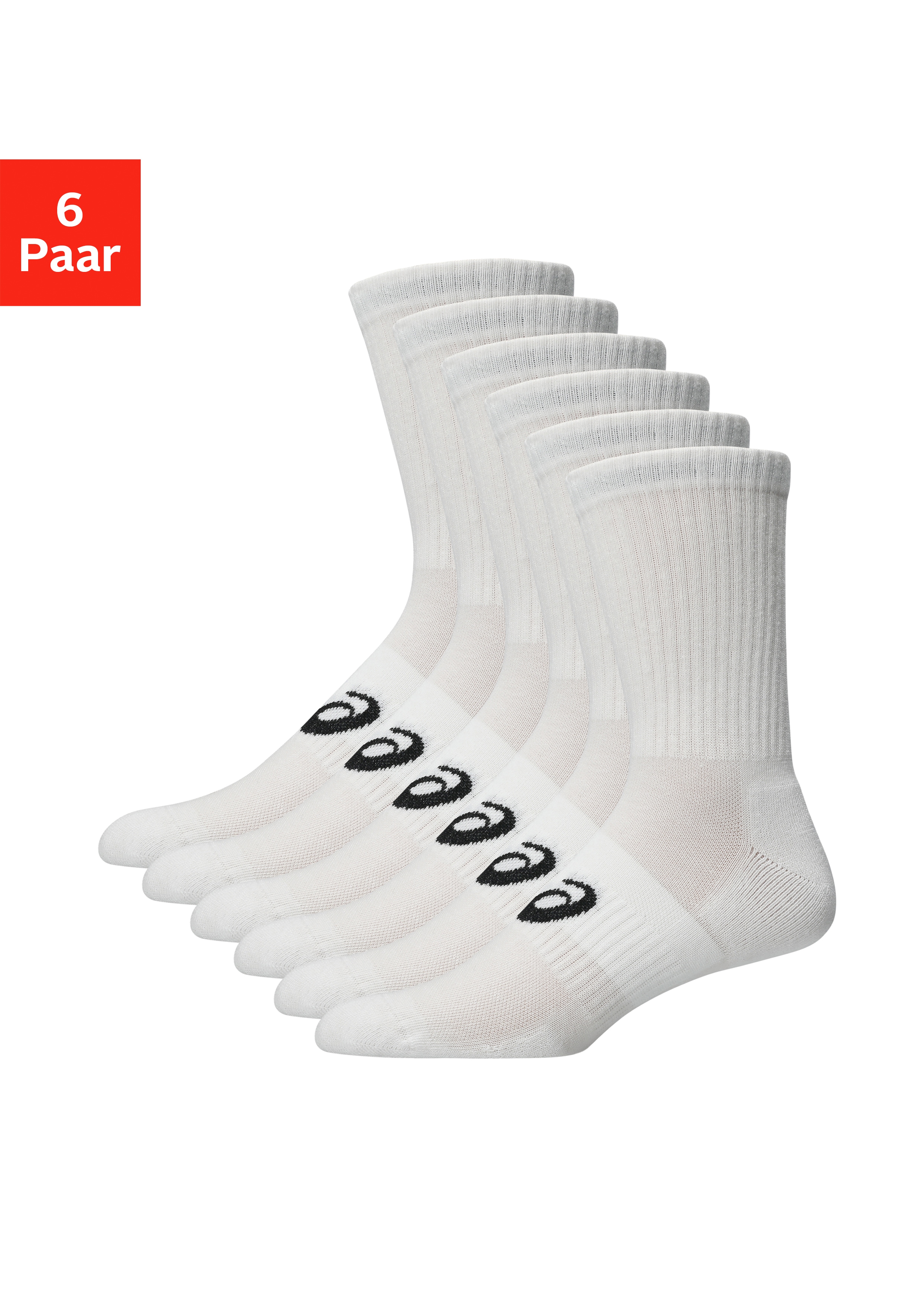 Asics "6 PACK CREW SOCK" mit Dämpfung, Crew-Schnitt