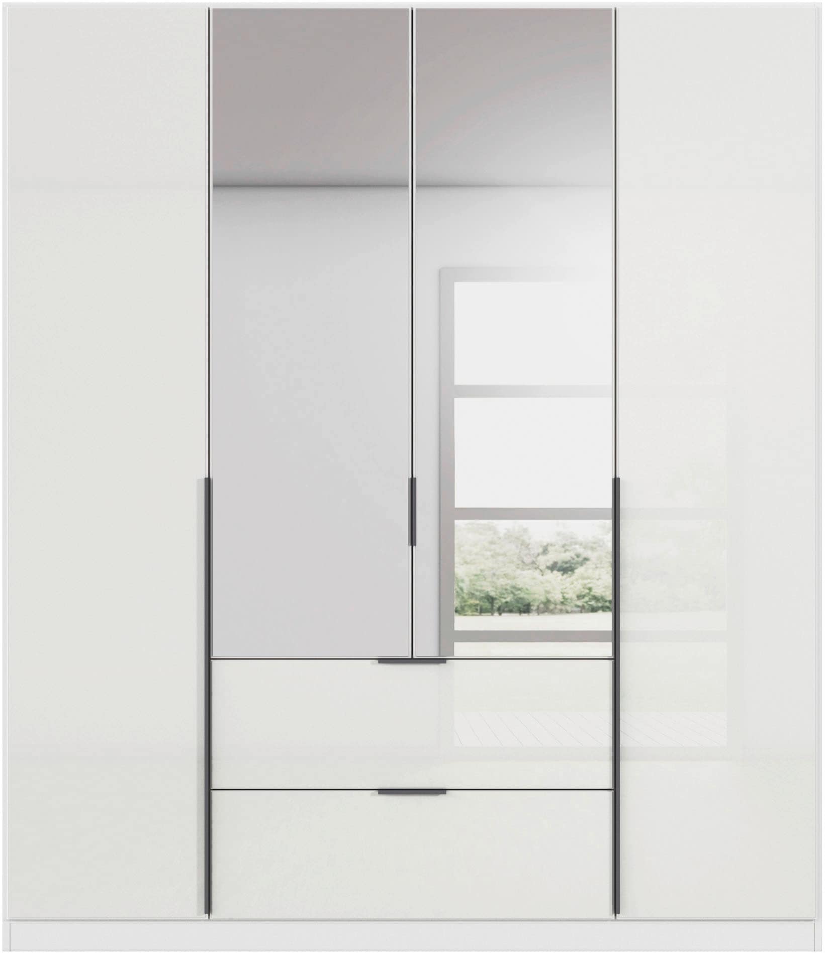 rauch Drehtürenschrank »Kleiderschrank Kleiderschränke Schrank Garderobe AGORDO mit Glasfront«, (in zwei Griff-Farben mit Glasfront), mit Außenschubkästen, in 6 Breiten und 2 Höhen MADE IN GERMANY