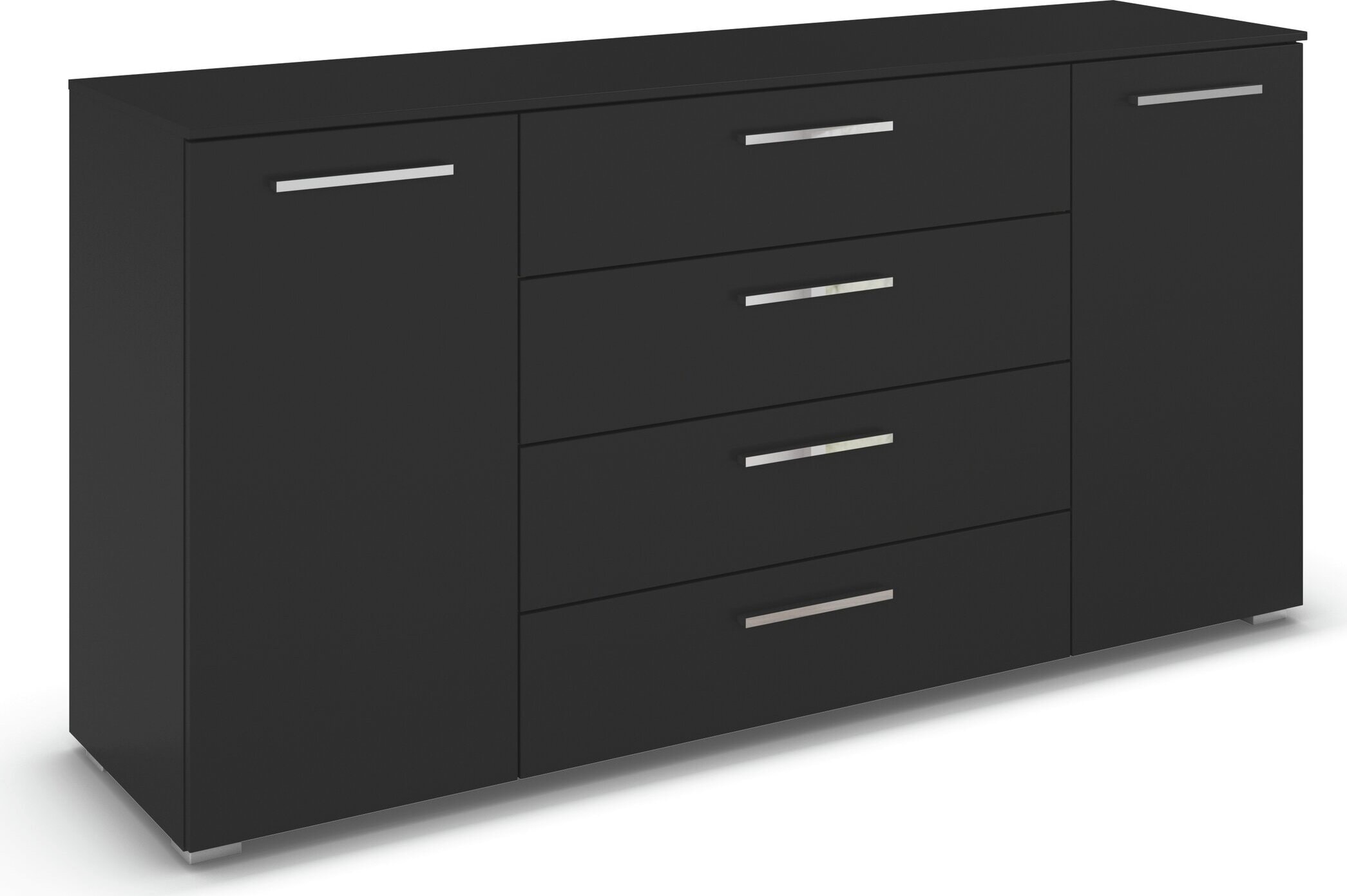 rauch Kombikommode "Sideboard Schubkommode Kommode MONTCLAR Front Dekor/Hochglanz/Glas" Breite 160 / Höhe 81 cm, 2 Einlegeböden, inkl. Soft-Close-Funktion, 2-türig, 4 geräumige Schubladen, viele Griffvarianten MADE IN GERMANY
