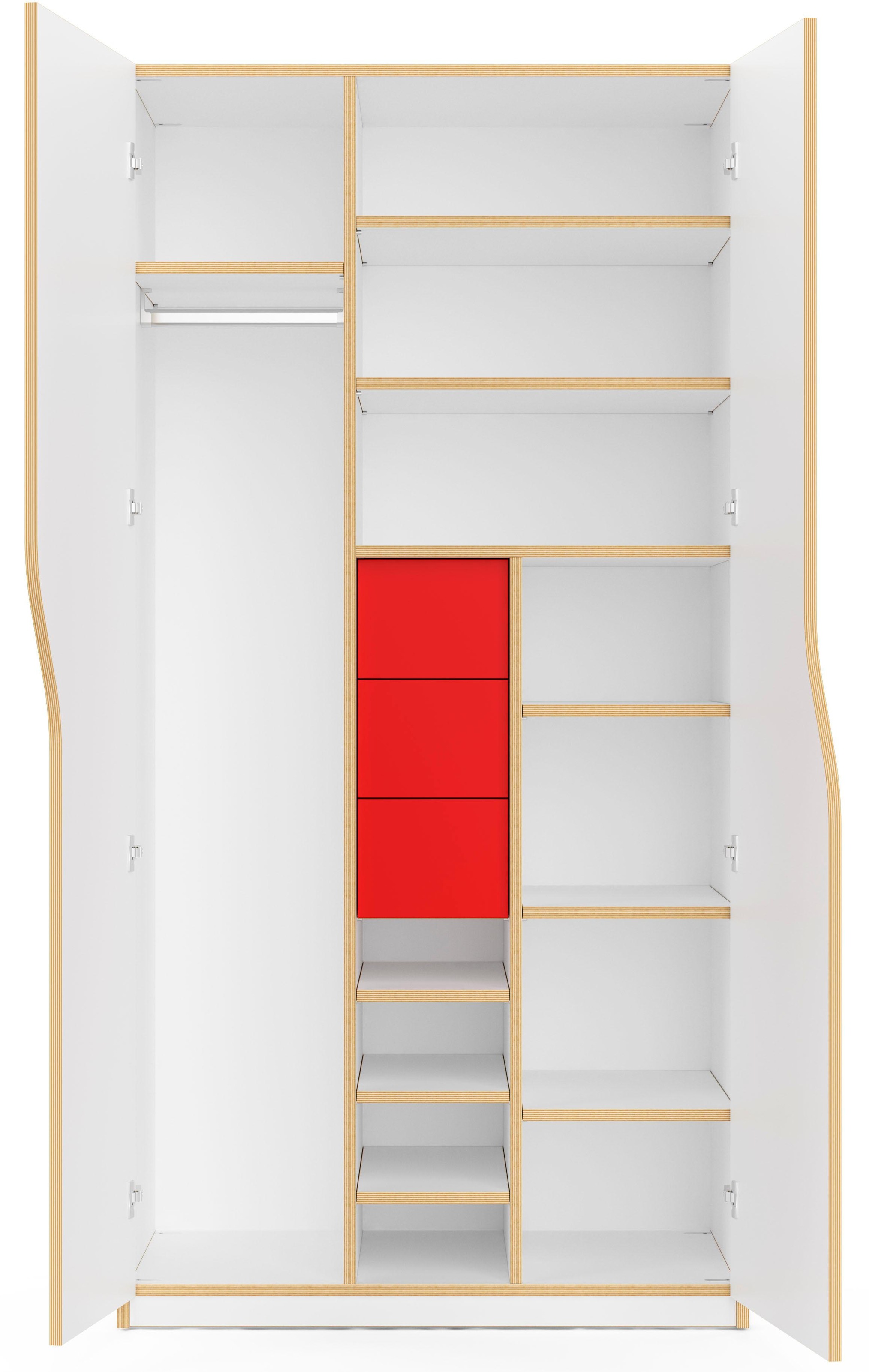 Müller SMALL LIVING Kleiderschrank »PLANE Ausstattung Nr. 4«, inklusive 3  innenliegenden Schubladen, Kleiderstange und 12 Fächern | BAUR