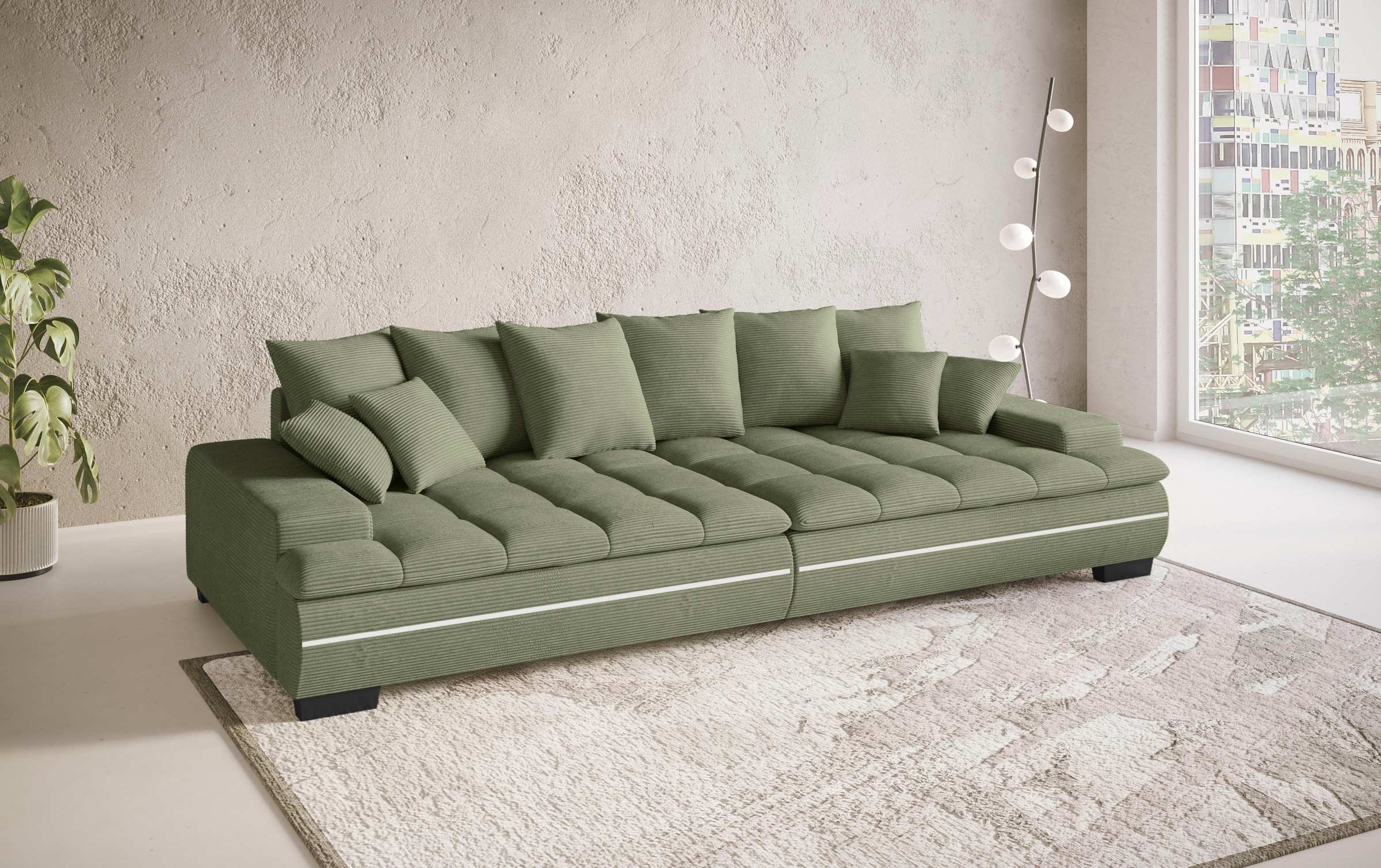 Mr. Couch Big-Sofa »Haiti II«, RGB-LED Beleuchtung, Kaltschaumpolsterung, bis 140 kg belastbar