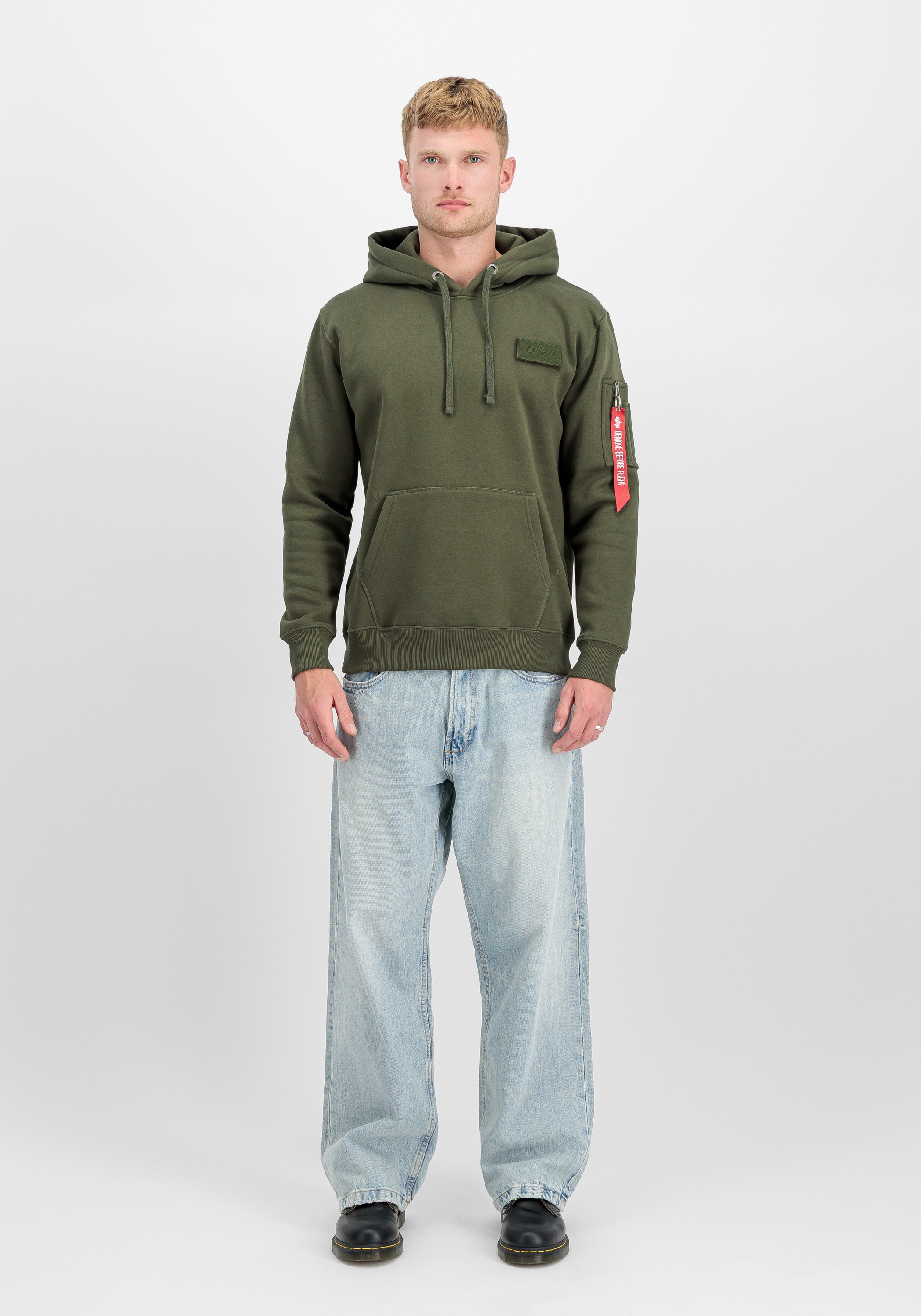 Thumbnail - Alpha Industries Hoodie "Alpha Industries Men - Hoodies Red Stripe Hoodie"