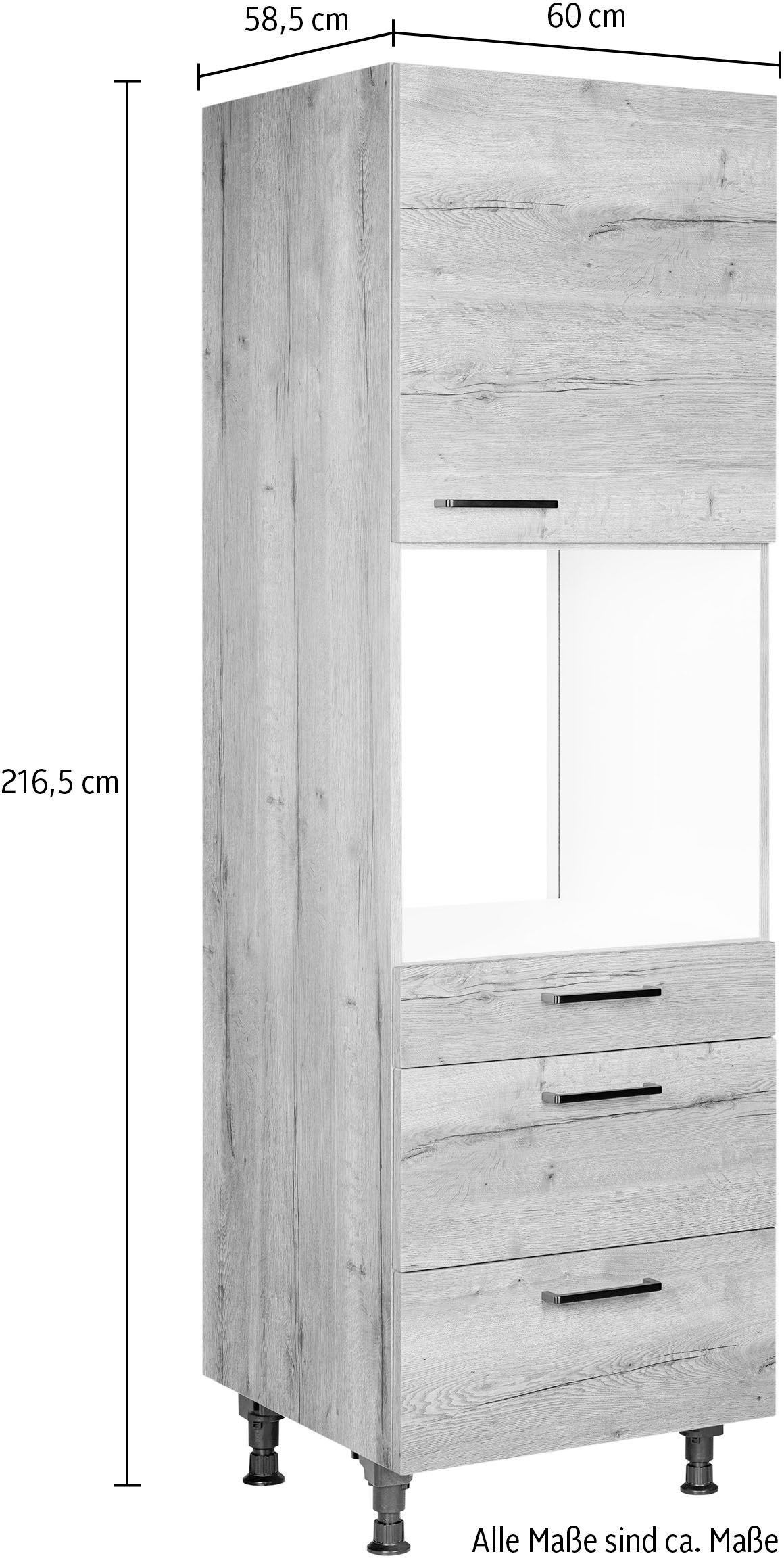 nobilia® Backofenumbauschrank »"Structura", Ausrichtung wählbar, mit Schublade und zwei Auszügen und«, einer Tür, vormontiert, Breite/Höhe: 60/216,6 cm