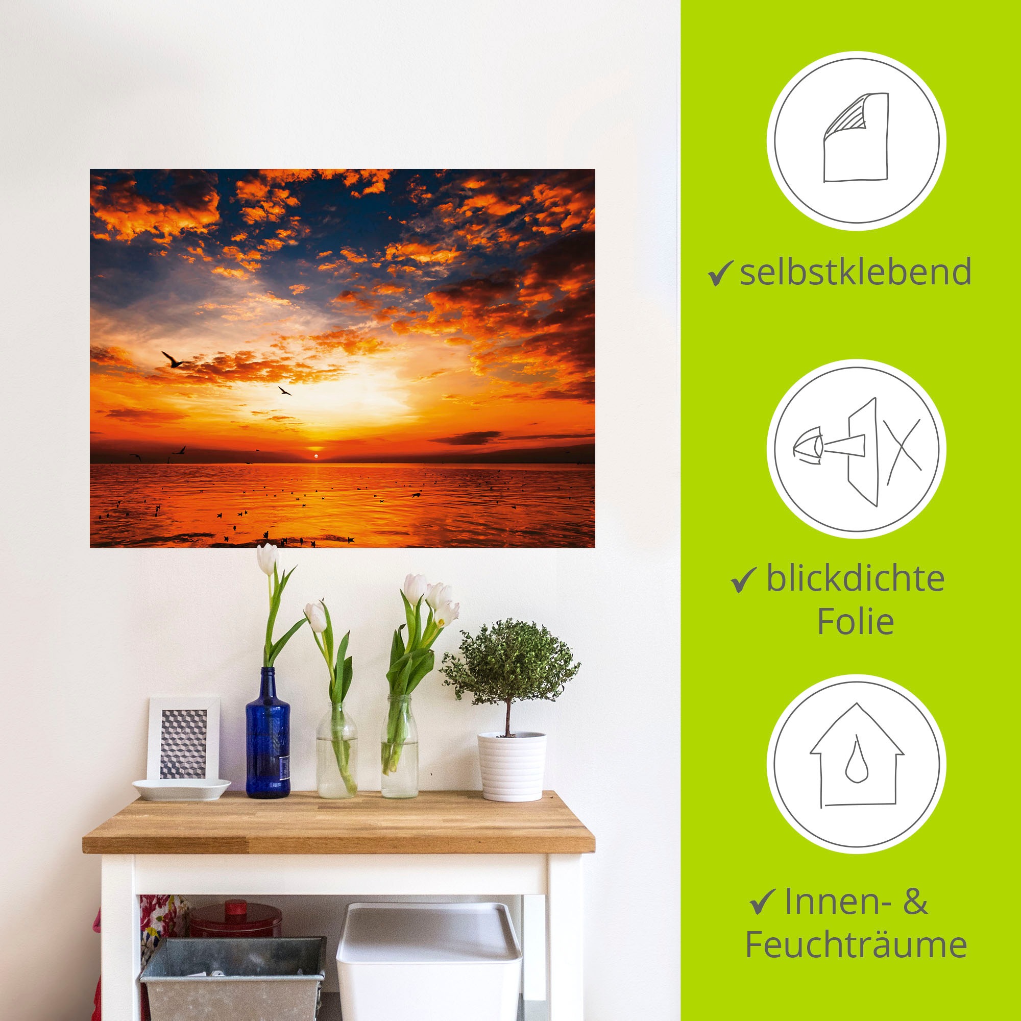 Artland Wandbild »Sonnenuntergang am Strand«, Sonnenaufgang & -untergang, (1 St.), als Leinwandbild, Poster, Wandaufkleber in verschied. Größen