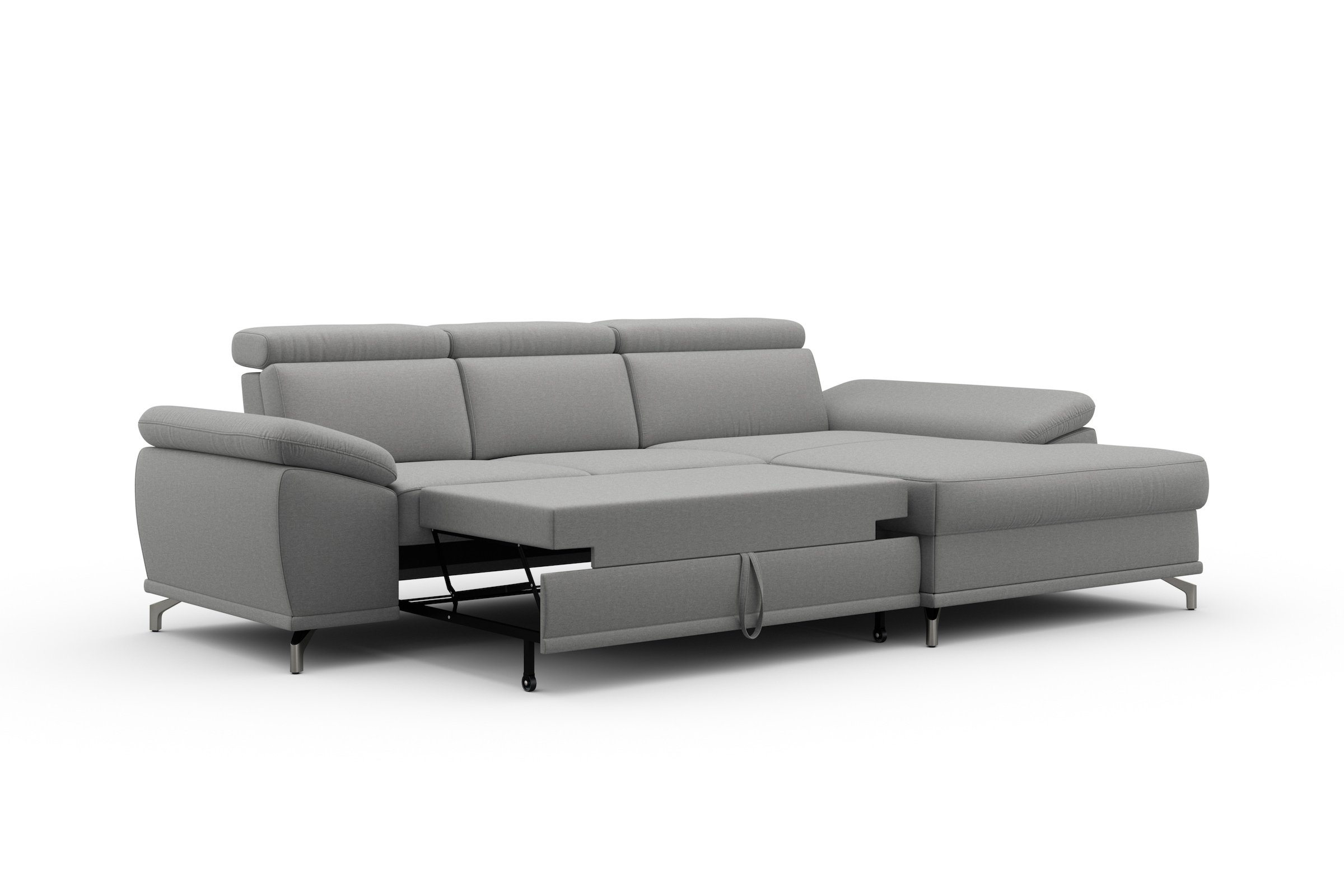 sit&more Ecksofa »Cabrio L-Form, mit Sitztiefenverstellung, Arm- und Kopfteilverstellung«, 2 Nierenkissen, Federkern, optional Bettfunktion und Stauraum