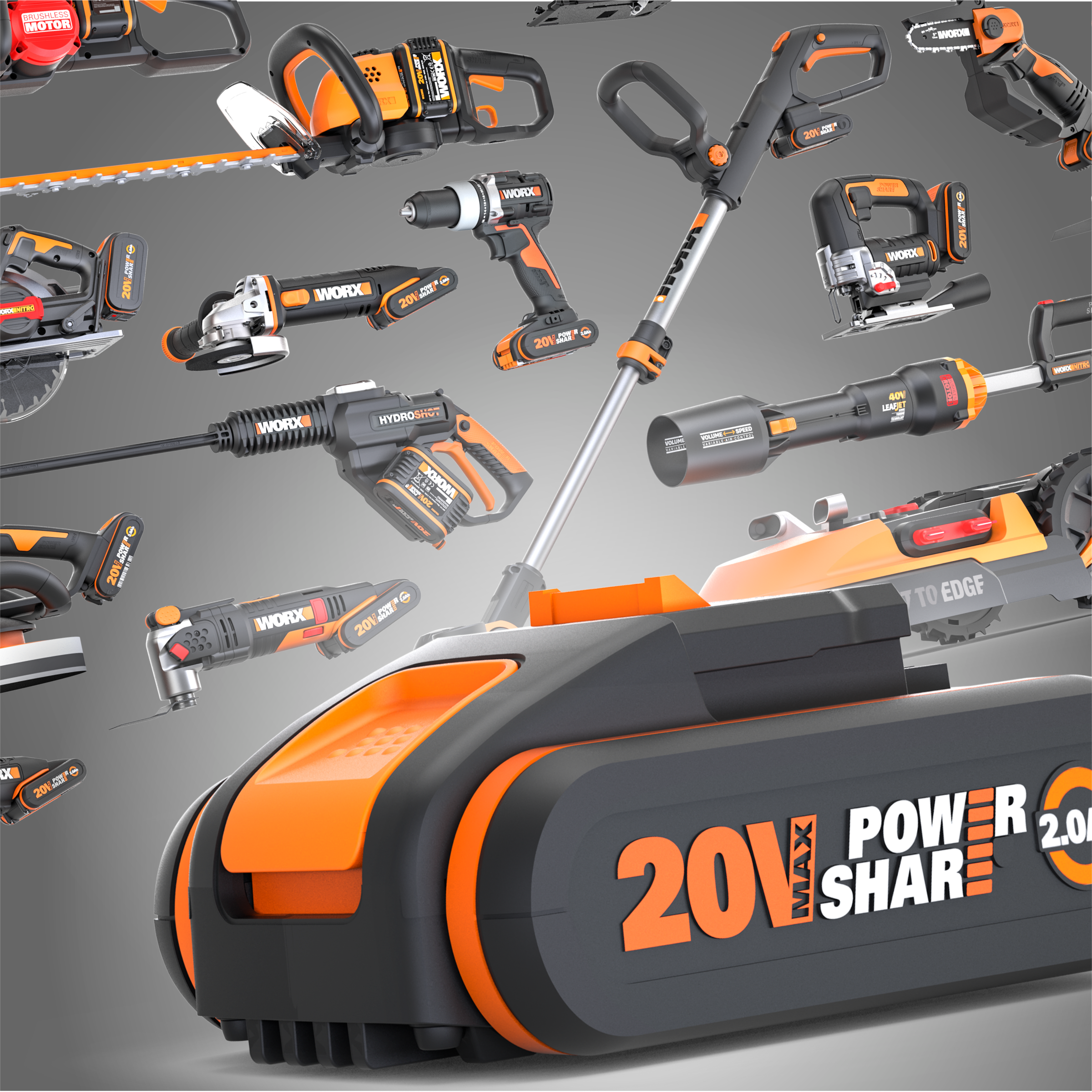 Worx Akku-Set »WA3605 PowerShare«, 20 V, zum Aufladen von WORX Geräten, für alle WORX Elektro- & Gartengeräte