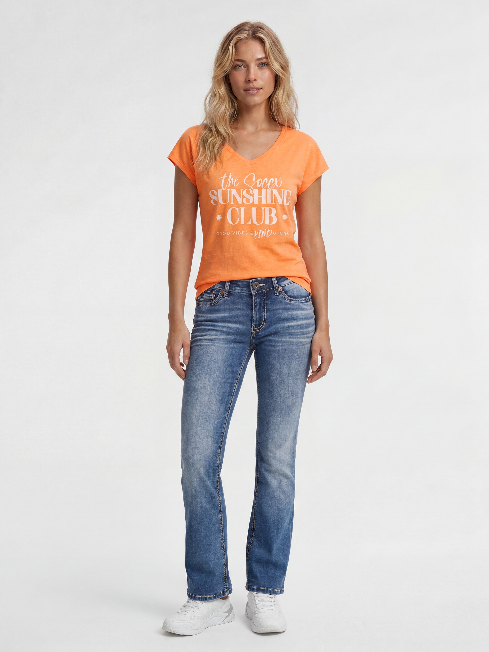 SOCCX V-Shirt mit überschnittener Schulter