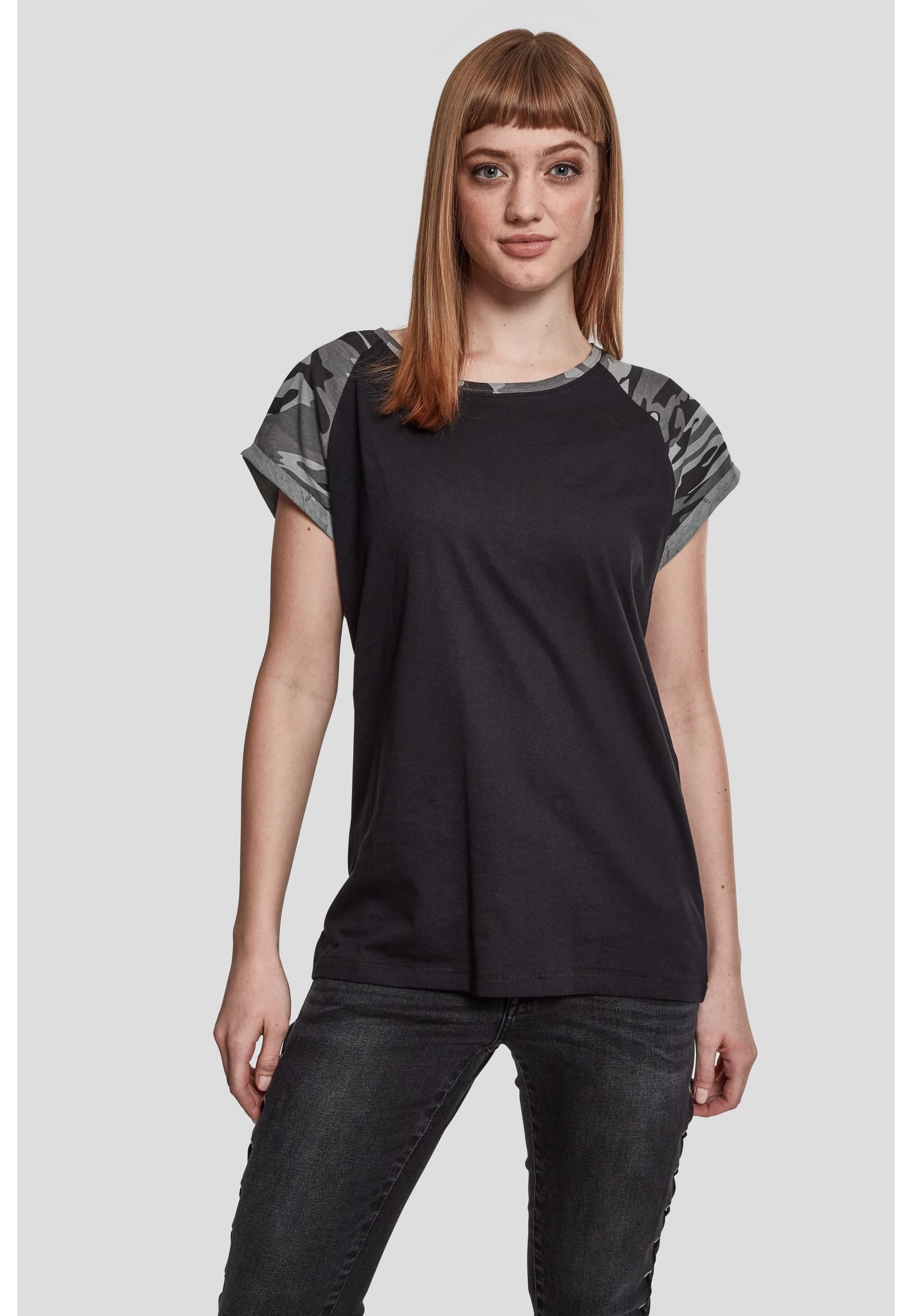 URBAN CLASSICS Kurzarmshirt »Urban Classics Damen Ladies Contrast Raglan Tee«, (1 tlg.)