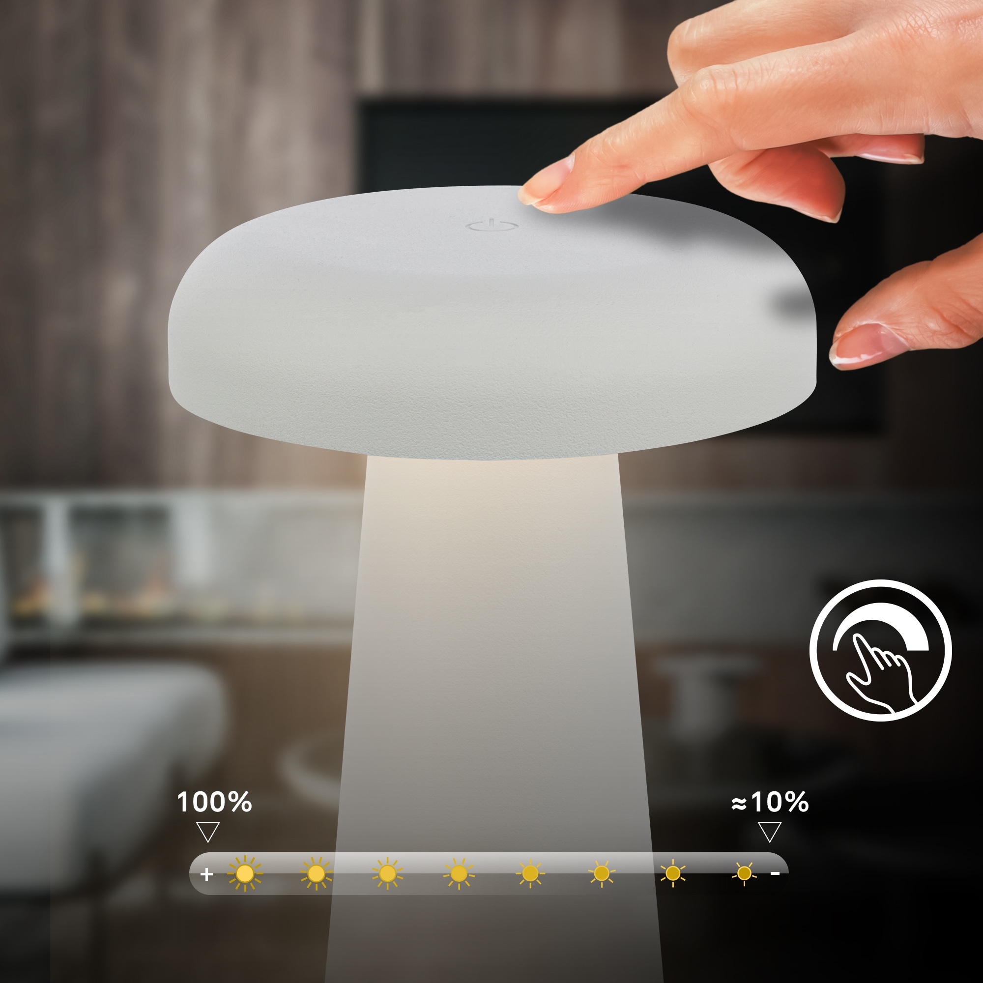 Briloner Leuchten LED Außen-Tischleuchte »CLOUD« LED-Modul 1 Stk. Warmweiß 12x17 cm, Akku tauschbar, Indoor/Outdoor, Wohnzimmer, Flur, Balkon