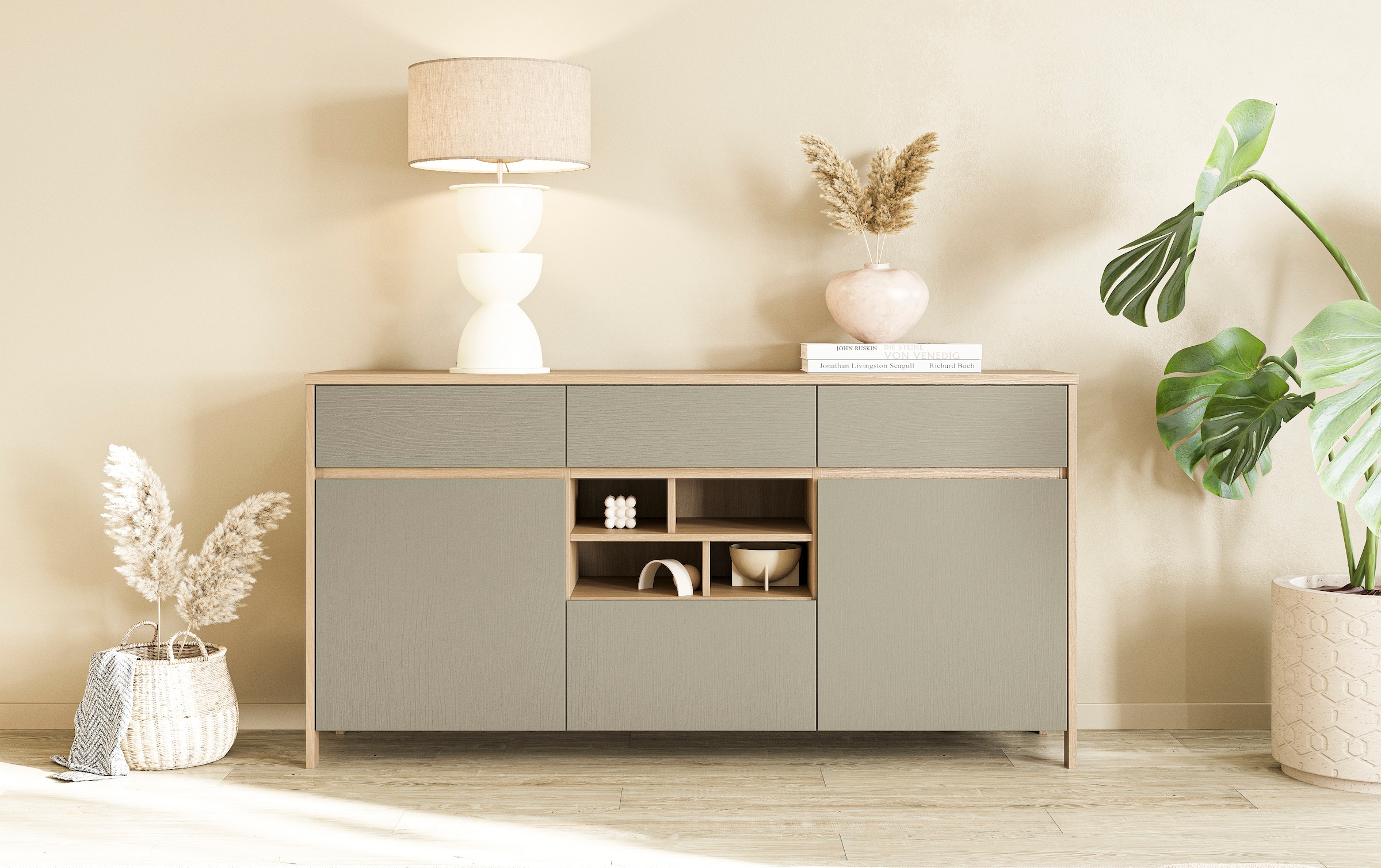 Home affaire Sideboard "Stranda, moderner Schrank, Kommode im Scandi-Style, günstig online kaufen