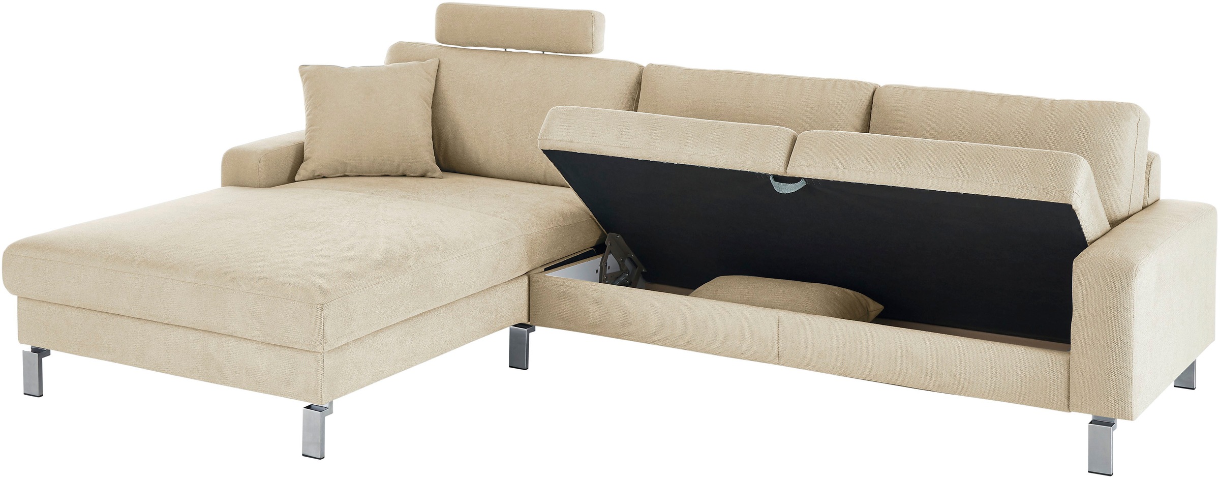 3C Candy Ecksofa »Lecce, wahlweise PUR-Schaumstoff oder Tonnentaschenfederkern«, Bett im 2,5-Sitzer, teilmotorische Schlaffunktion im Longchair, L-Form