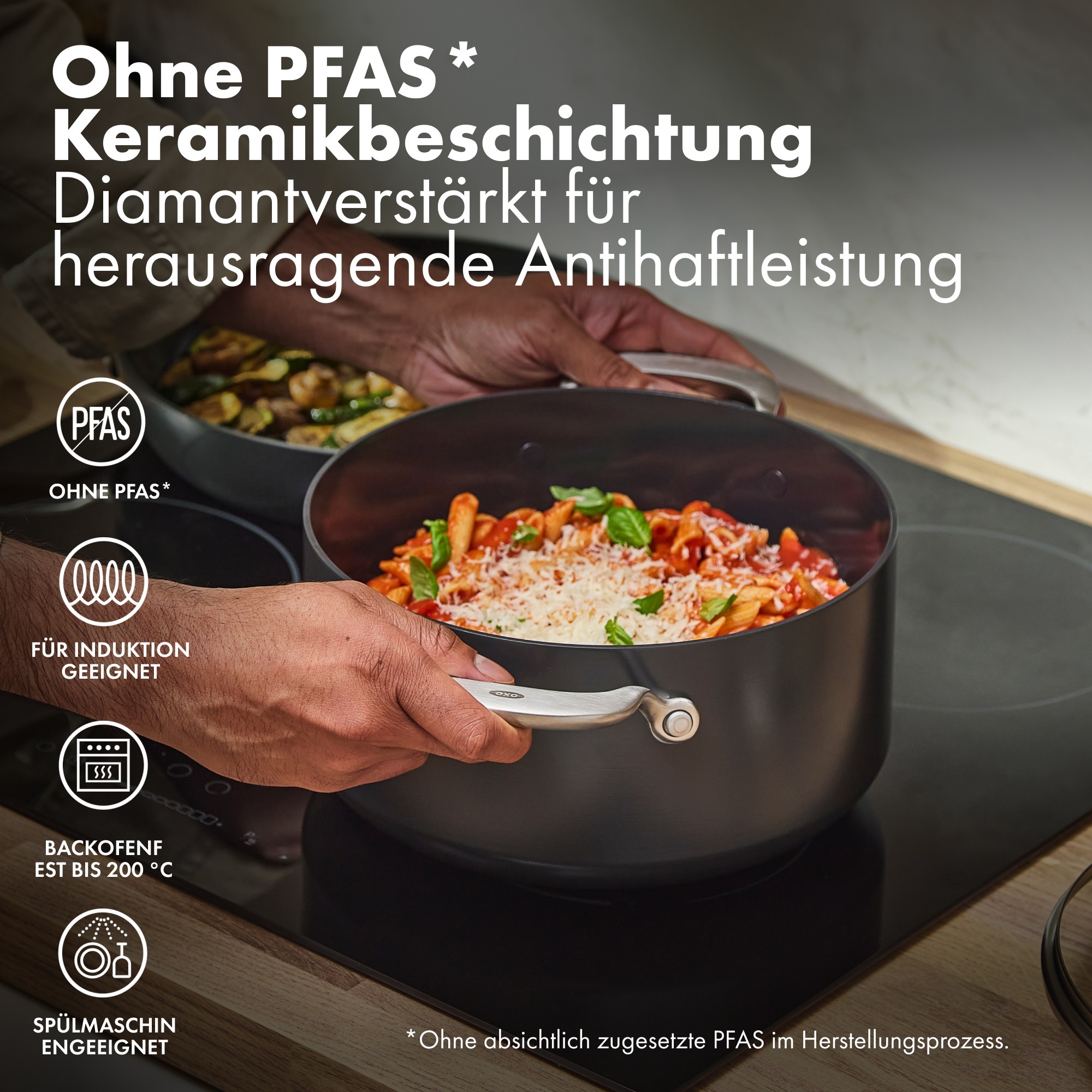 OXO Good Grips Kochtopf »Ceramic Professional Antihaft-Topf 24 cm mit Deckel« 1 tlg. Edelstahl | Keramik