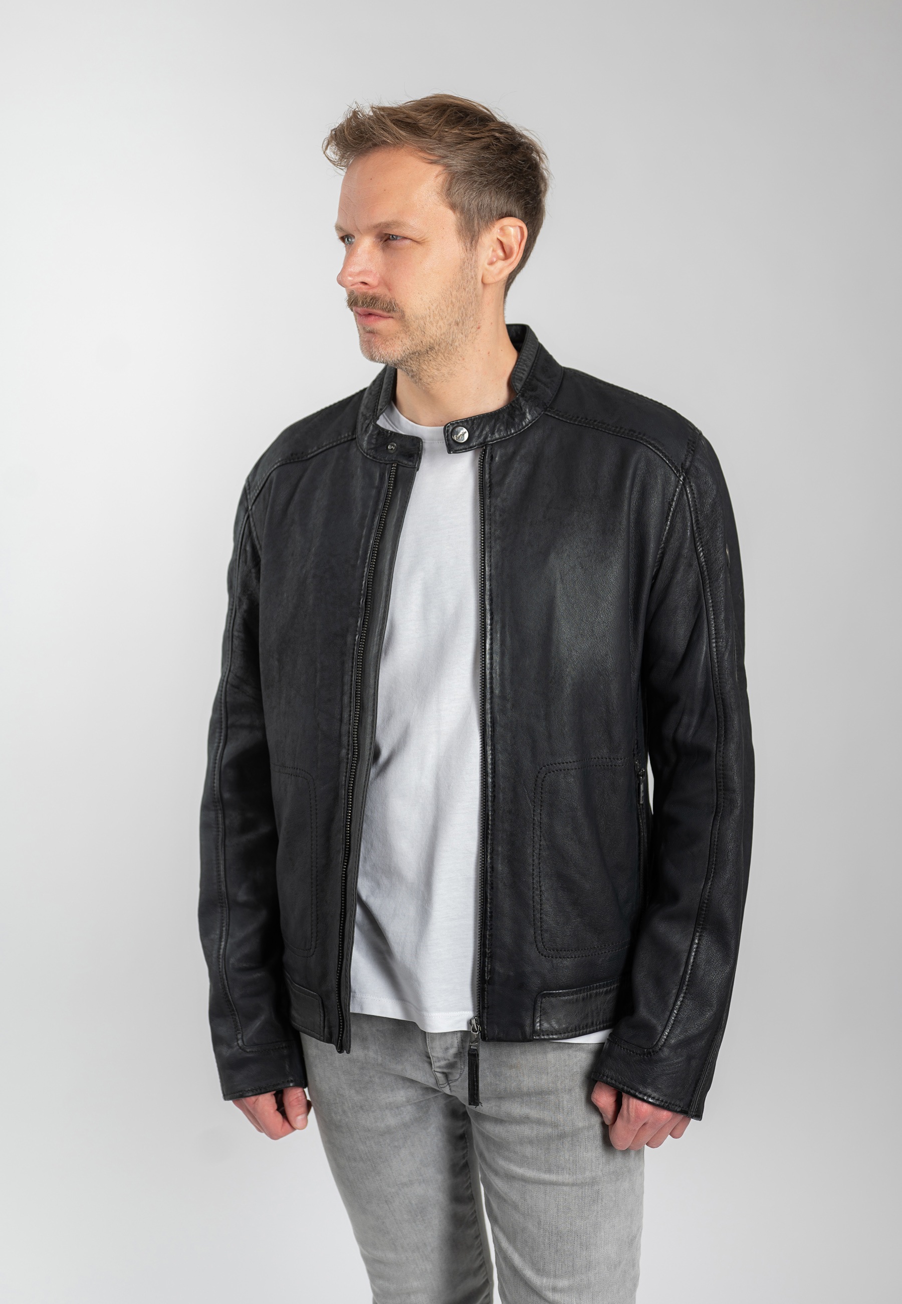 Mauritius Lederjacke »MMDeplu« mit Bikerkragen
