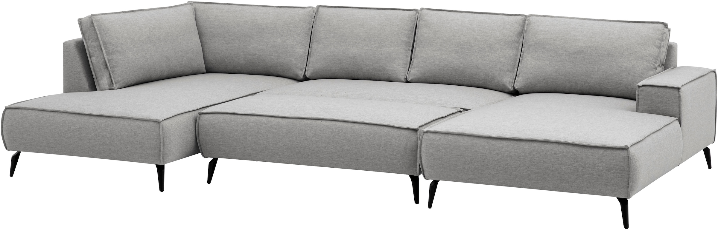 OTTO home Wohnlandschaft »TVINNU Leinenoptik, 354, mit Hocker« Recamiere rechts/links, stellbar zum Schlafsofa (Krokodilverbinder)