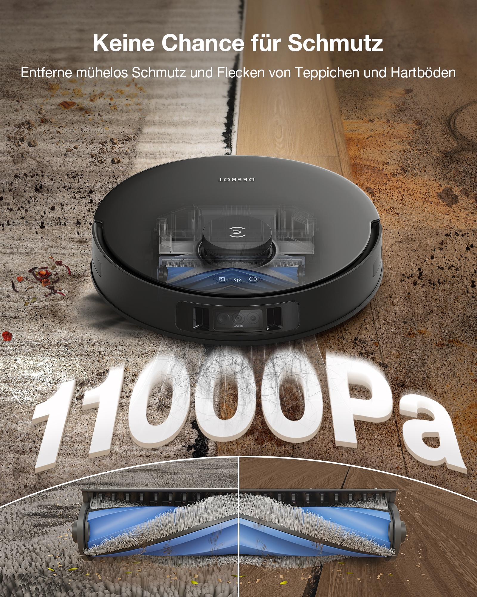 ECOVACS Saugroboter »ECOVACS DEEBOT T30S PRO OMNI«, 11.000PA, OMNI Station, Mopphebesystem, Adaptive Kantenreinigung