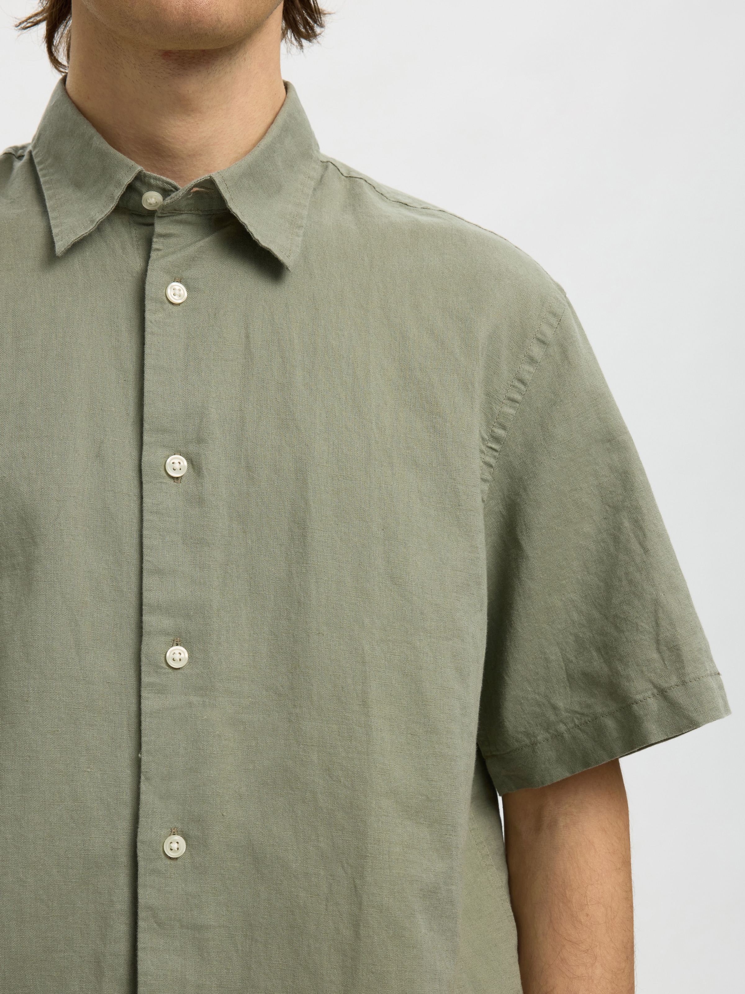 SELECTED Langarmhemd »SLHREGCLAY LINENBLEND SS SHIRT CLA NOOS«