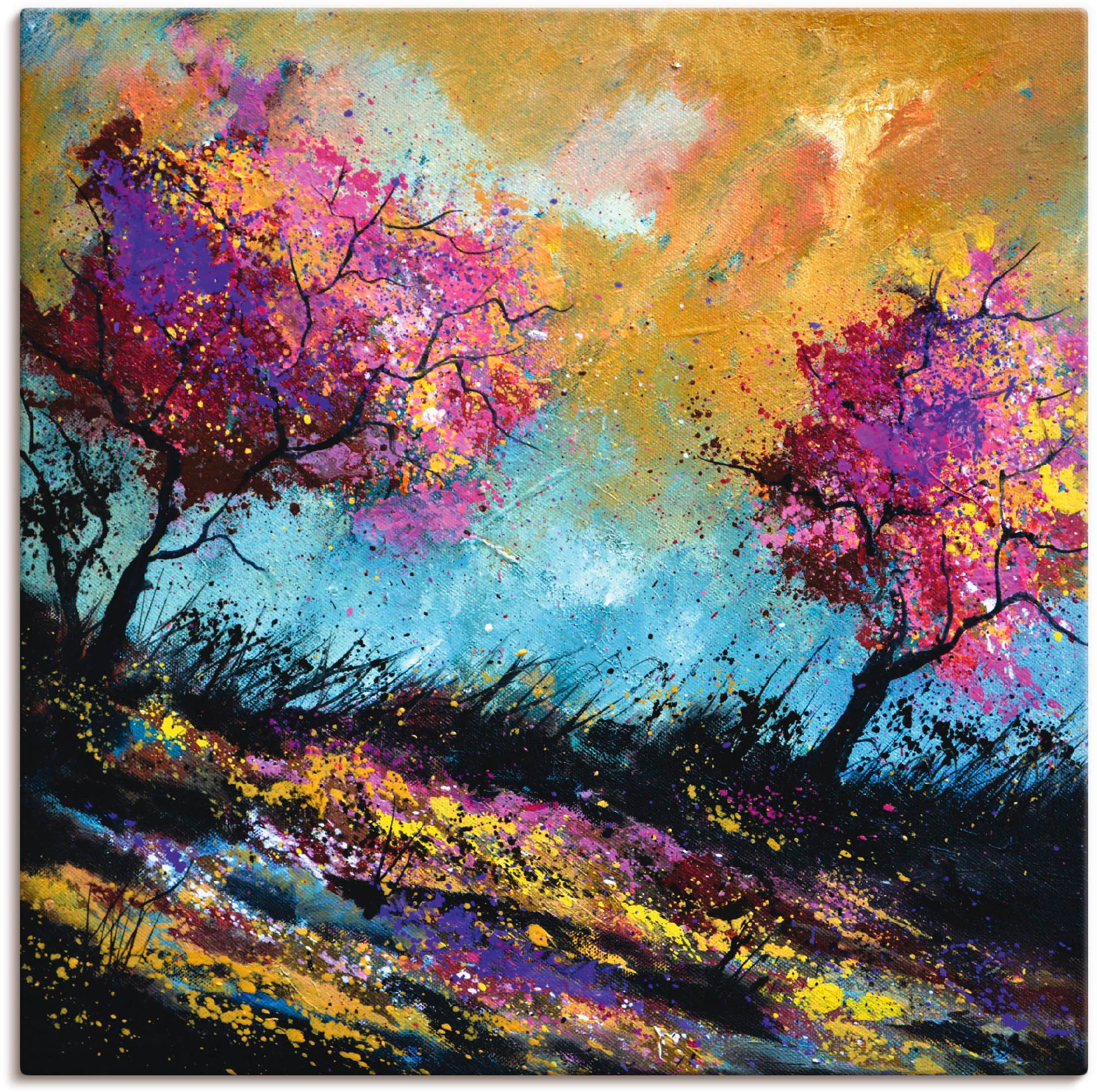 Artland Leinwandbild "Herbst-Eichen" Wiesen & Bäume 1 Stk. tlg. auf Holzrahmen gespannt