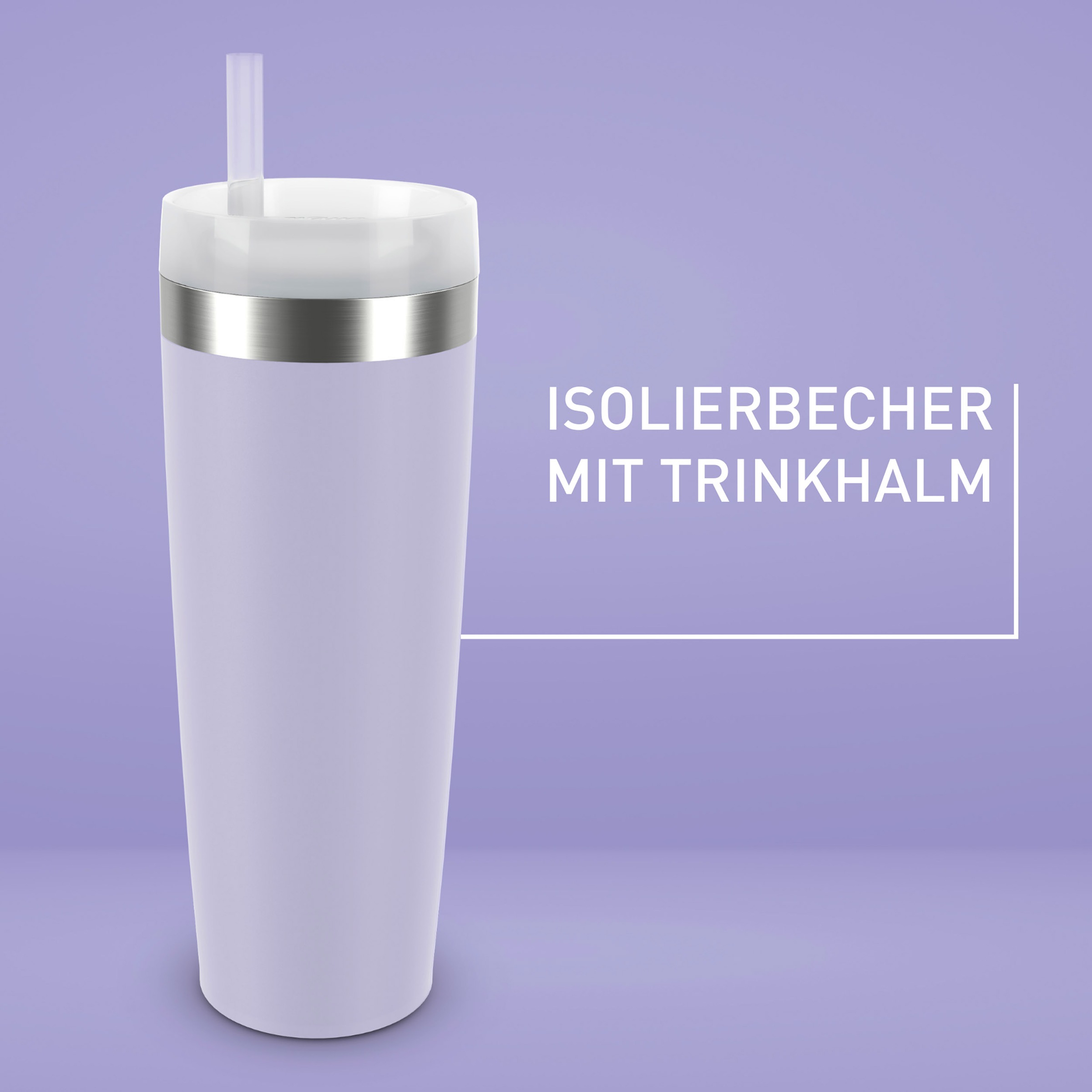 Emsa Isolierflasche »Travel Mug Cool³« 3 Deckelpositionen, für gängige Autohalterungen, inkl. Strohhalm