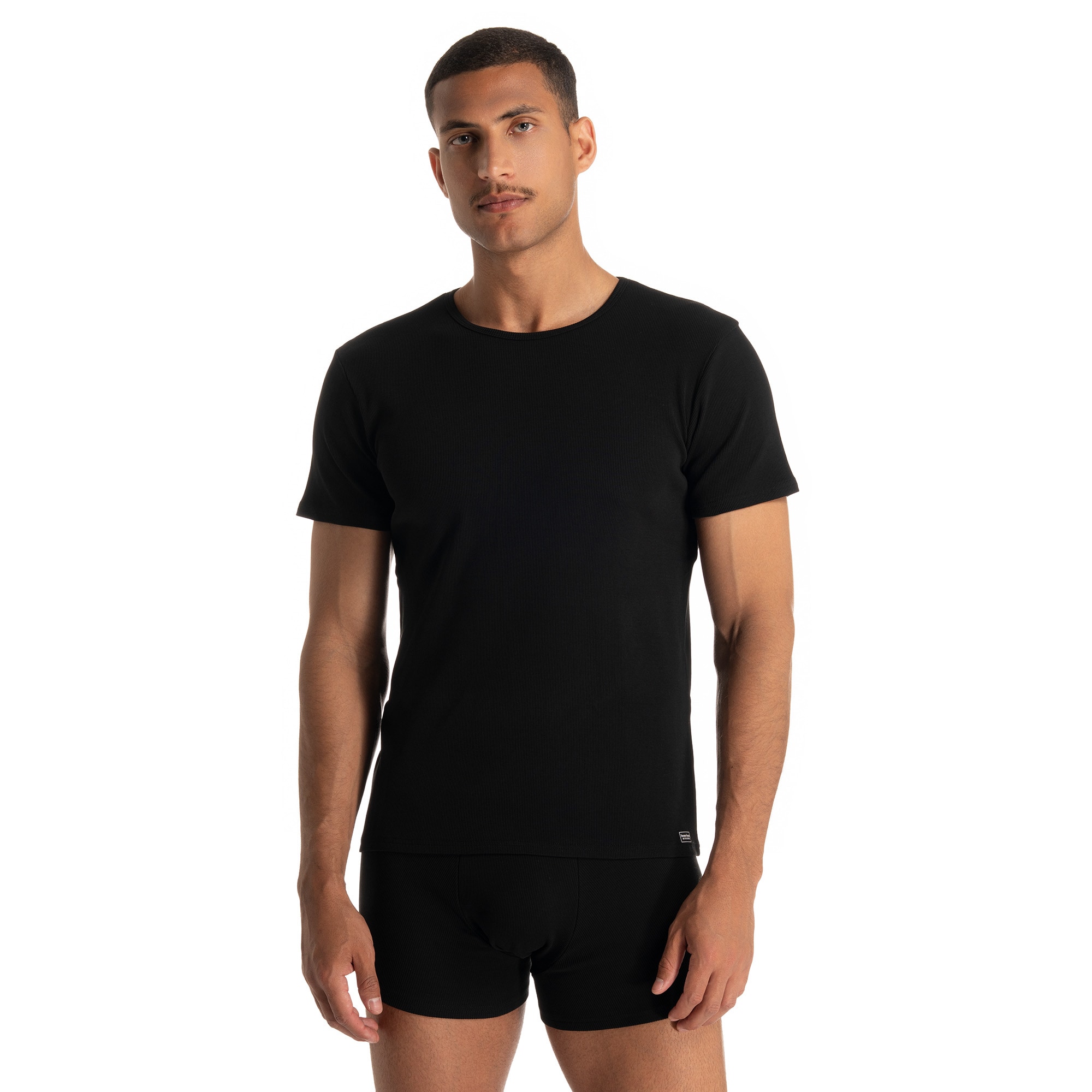 Bruno Banani Rundhalsshirt »FINE RIB«, Feinripp, Kurzarm