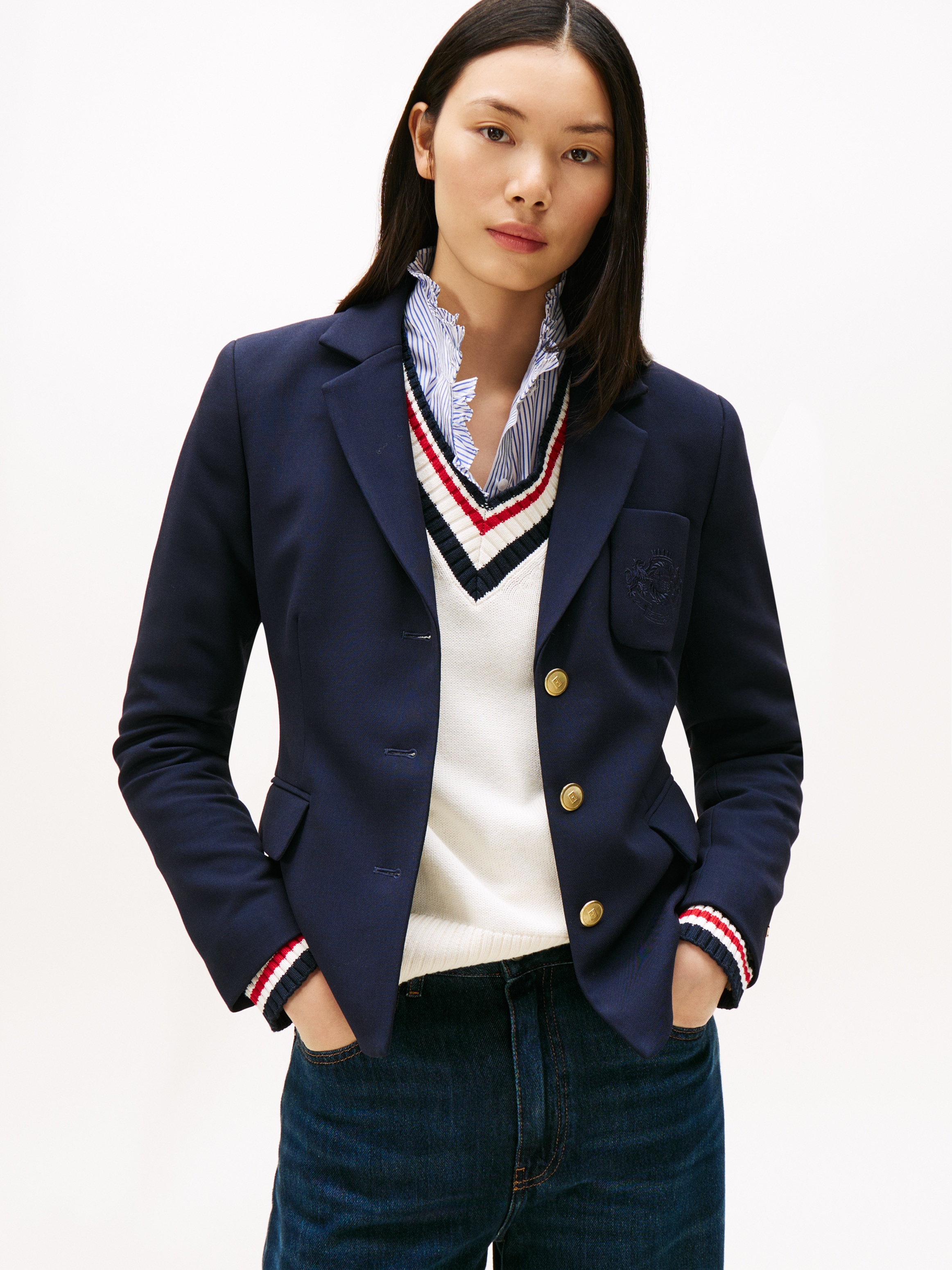 Tommy Hilfiger Kurzblazer "PUNTO TONAL CREST SLIM BLAZER" günstig online kaufen