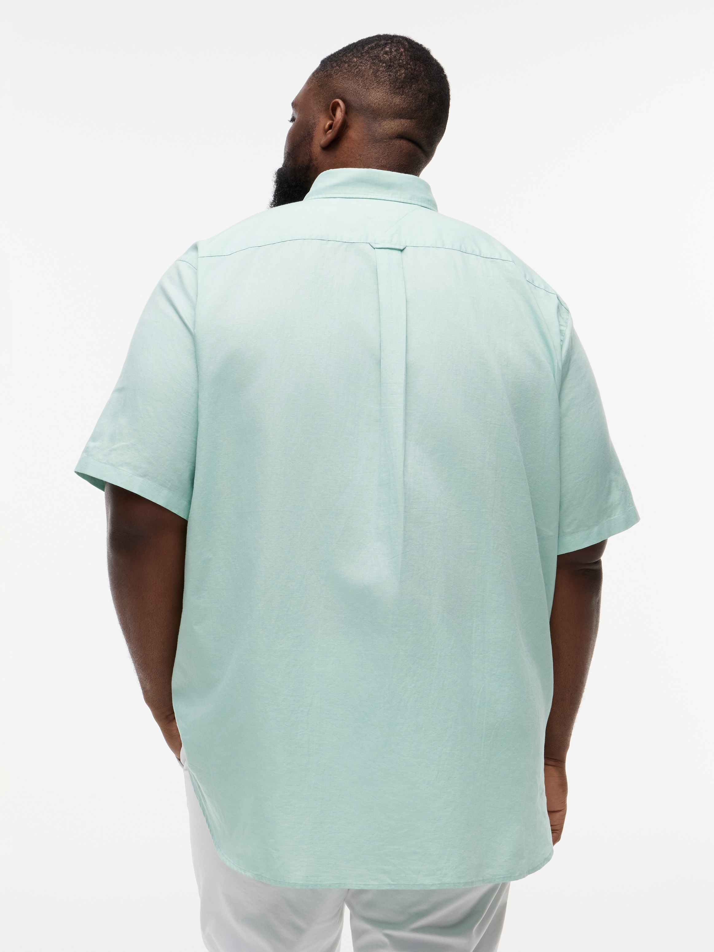 Tommy Hilfiger Big & Tall Kurzarmhemd »BT- LINEN BLND SOLID« Große Größen, Button-down-Kragen, regular fit