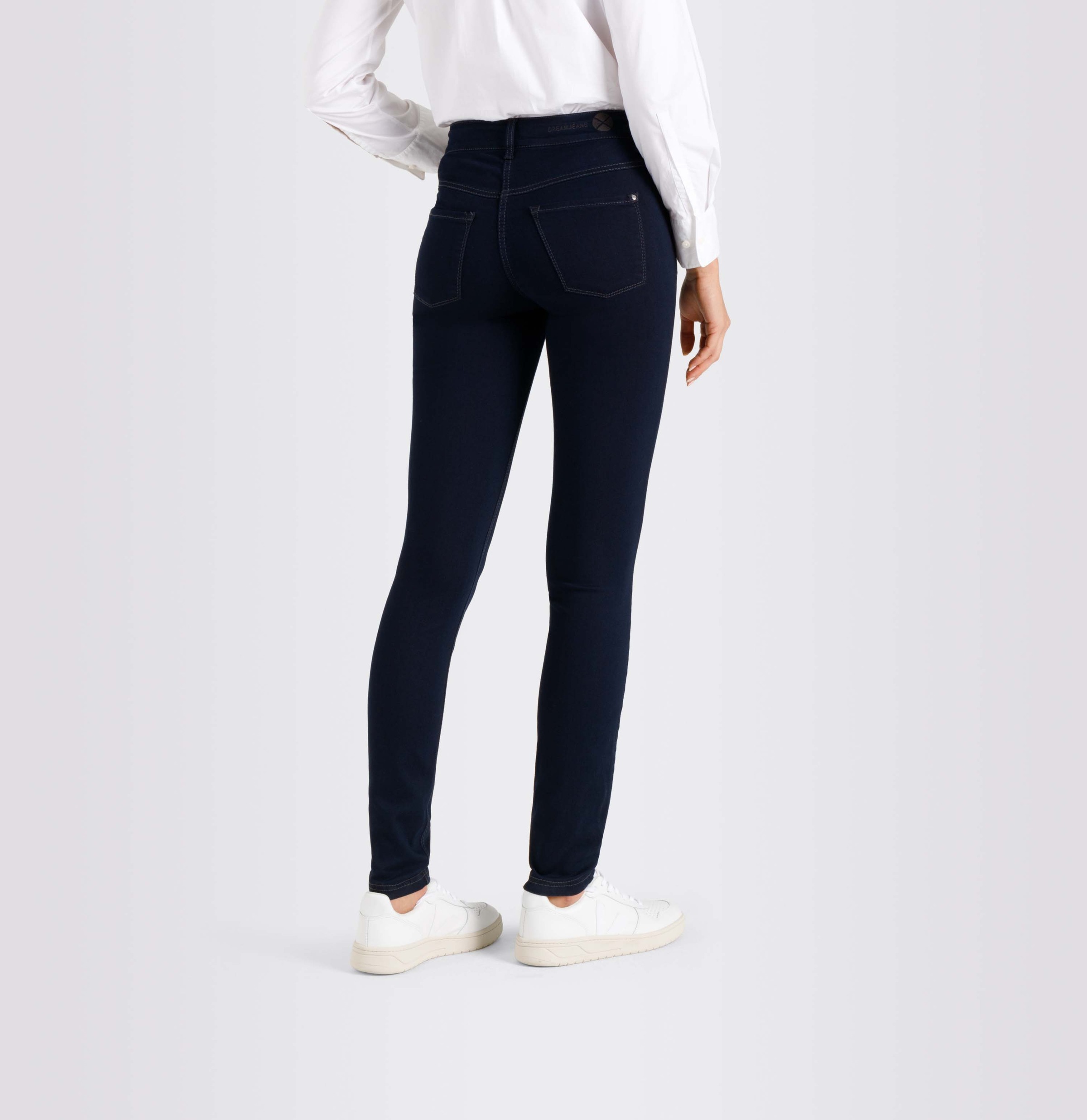 Skinny-fit-Jeans MAC "Dream Skinny", Damen, Gr. 36, Länge 28, blau (blau rinsed), Jeans, Obermaterial: 65% Baumwolle, 31% Polyester, 4% Elasthan, sehr figurbetont lang, Jeans, in hochelastische Qualität für den perfekten Sitz 3