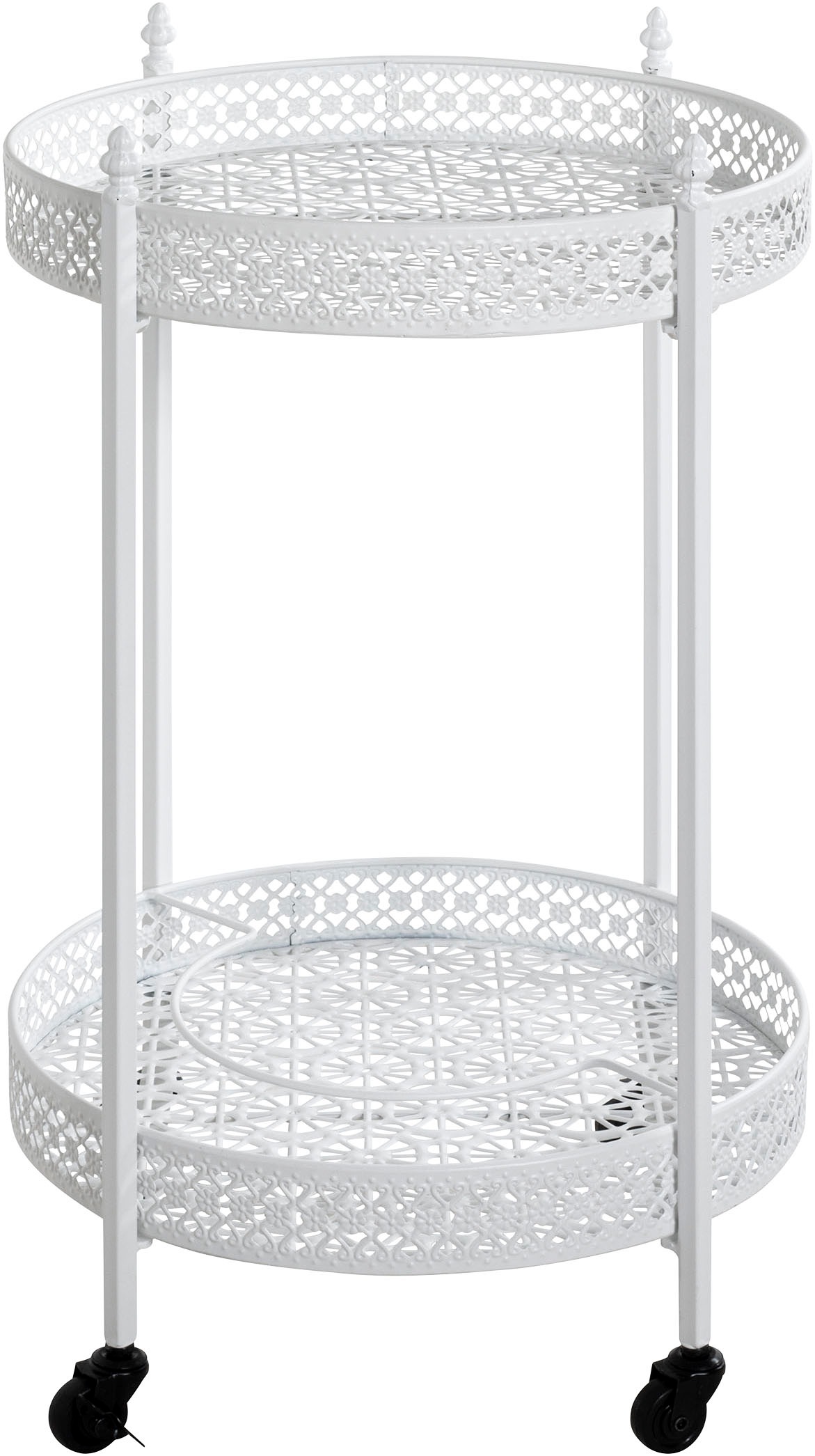 HAKU Servierwagen »Dinett, Kaffeetisch, Küchenwagen, Serviertisch, Teewagen, Trolley« 1 Stk. tlg. rund - aus Metall Weiß - Ø/H 45/74 cm