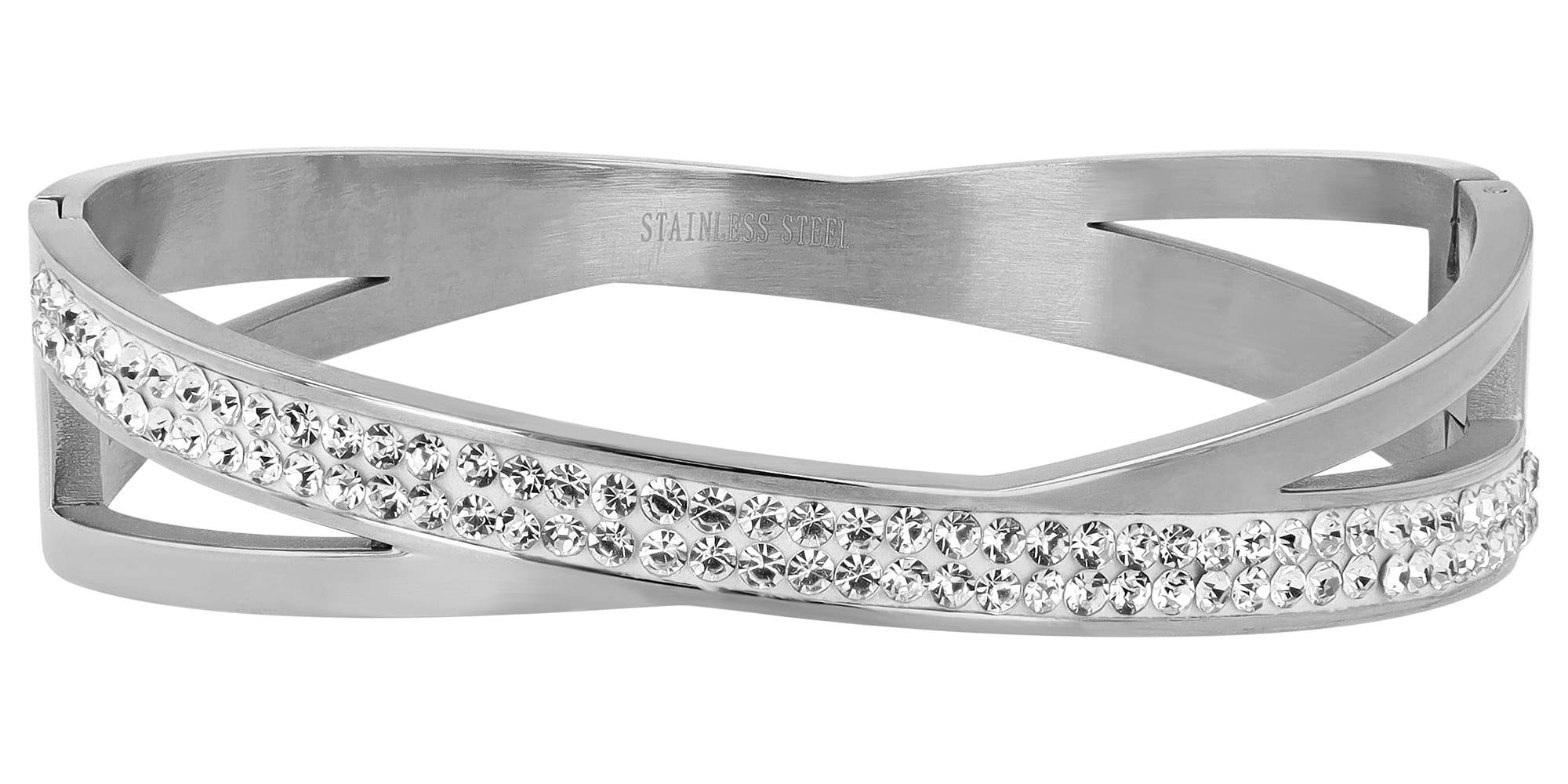 Adelia´s Armreif »Armband – Armreif aus Edelstahl mit Strass Steinchen Ø 6,0 cm cm« Eine schöne Geschenkidee für jeden Anlass