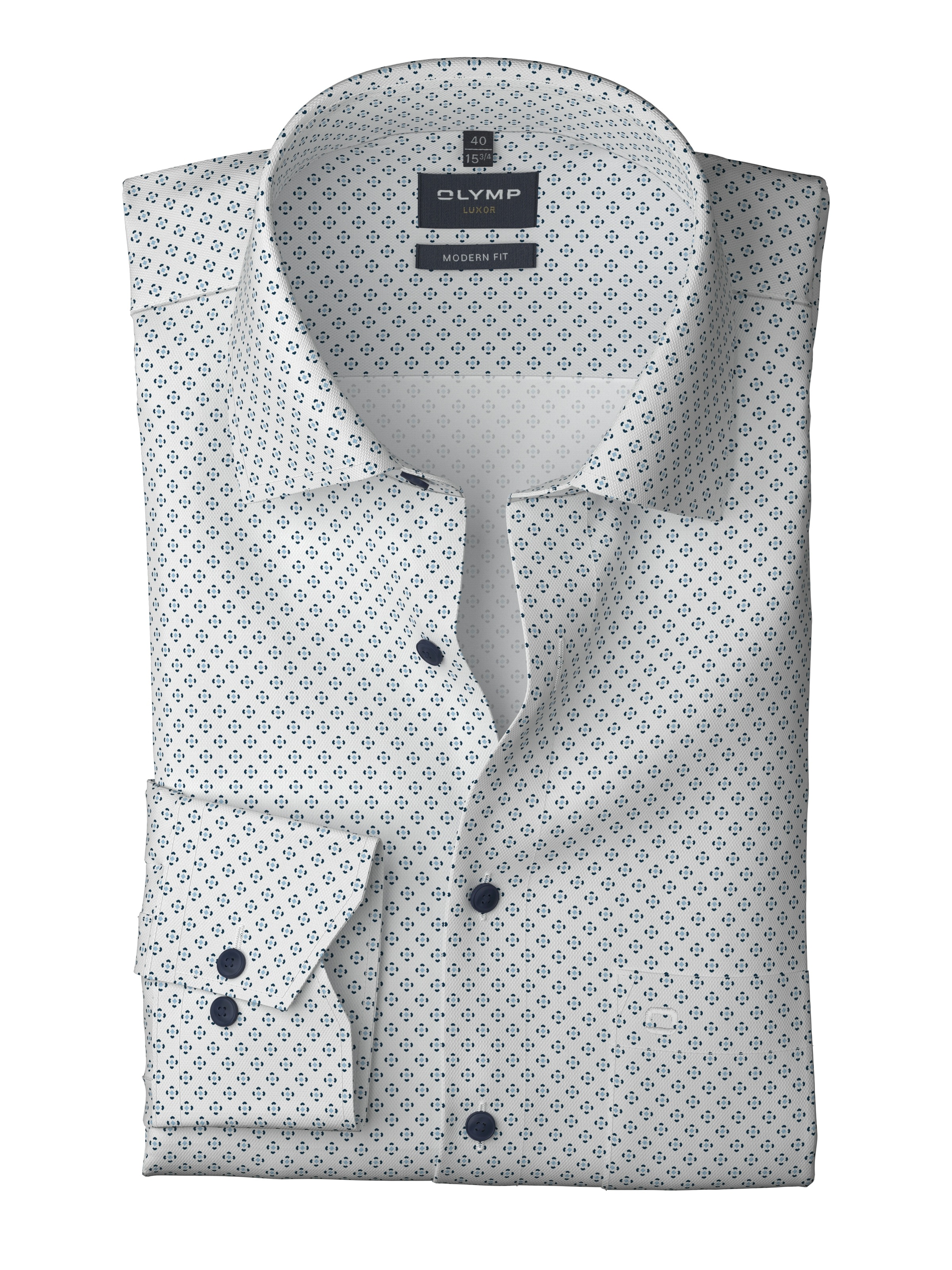OLYMP Langarmhemd »Luxor modern fit«, modern fit, Businesshemd, gemustert, New-Kentkragen