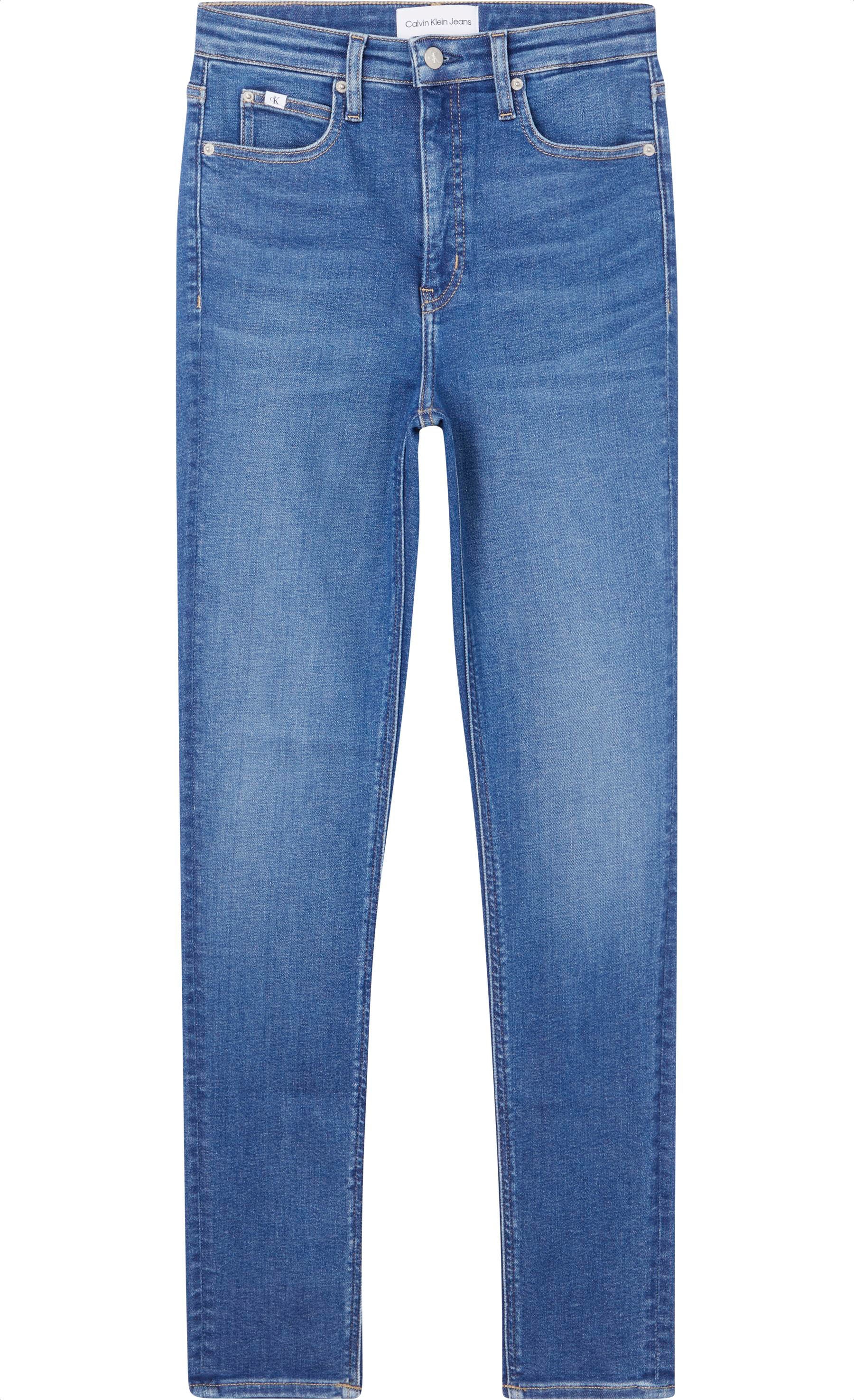 Calvin Klein Jeans Skinny-fit-Jeans mit bestellen hinten RISE Leder-Brandlabel online | »HIGH Klein Calvin am Bund SKINNY«, BAUR