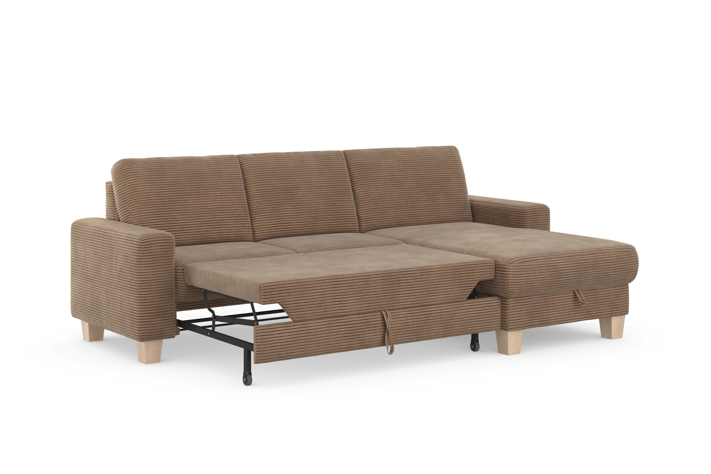 Home affaire Ecksofa »Summer L-Form«, mit Recamiere, mit oder ohne Bettfunktion und Bettkasten, Cord-Bezug