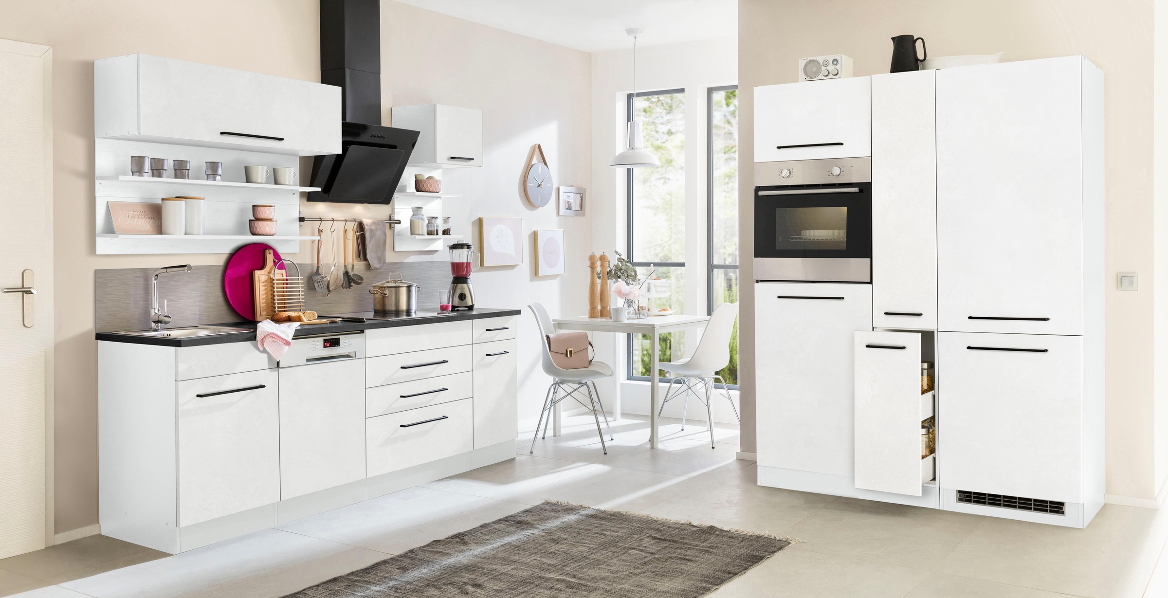 KOCHSTATION "KS-Tulsa" ohne E-Geräte, Breite 360 cm, schwarze Metallgriffe, günstig online kaufen