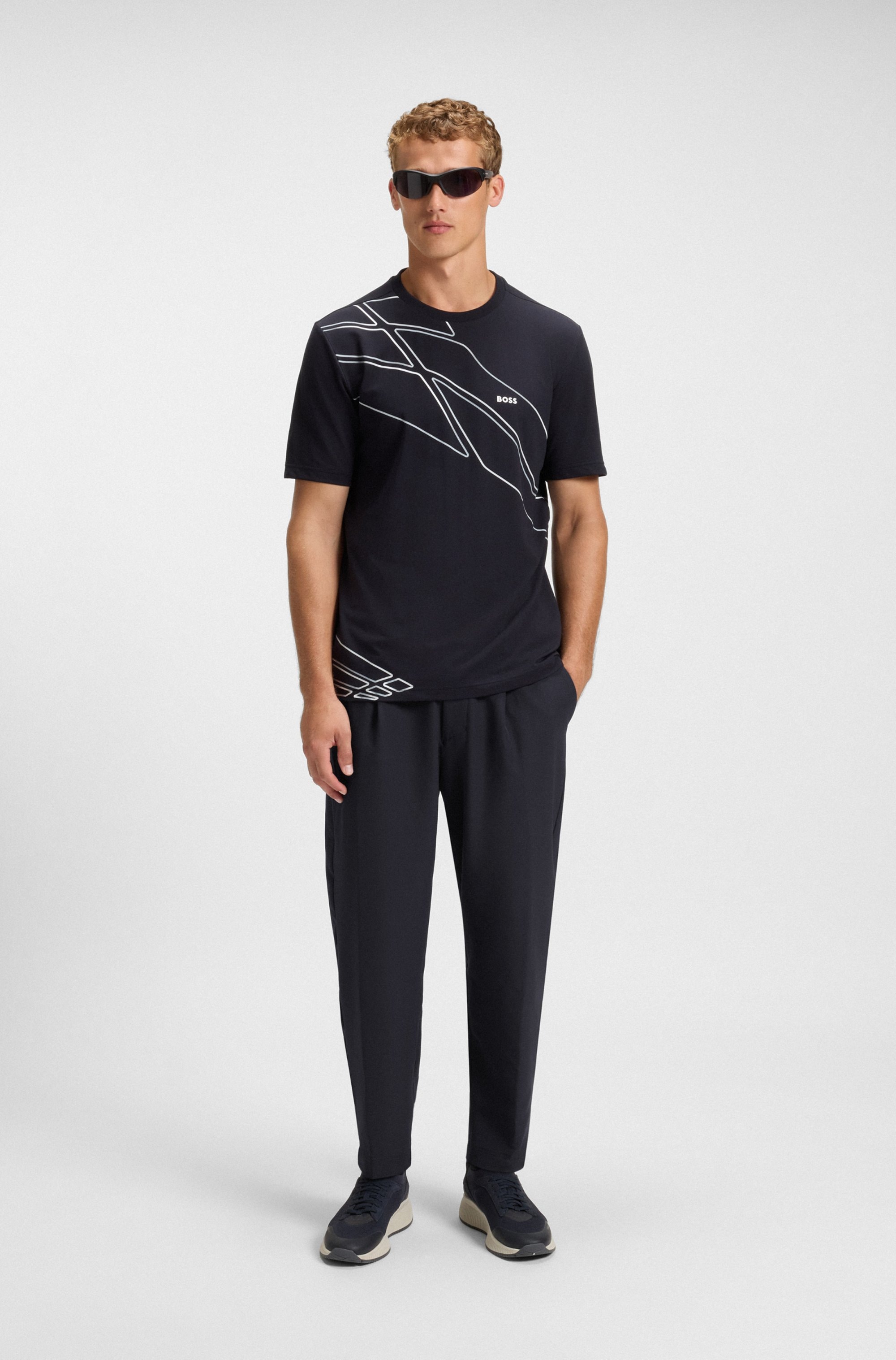 BOSS GREEN Webhose »T Convert-Pleat«, mit Zugbund und Markenlabel Bundfaltenhose Anzughose Stretchhose