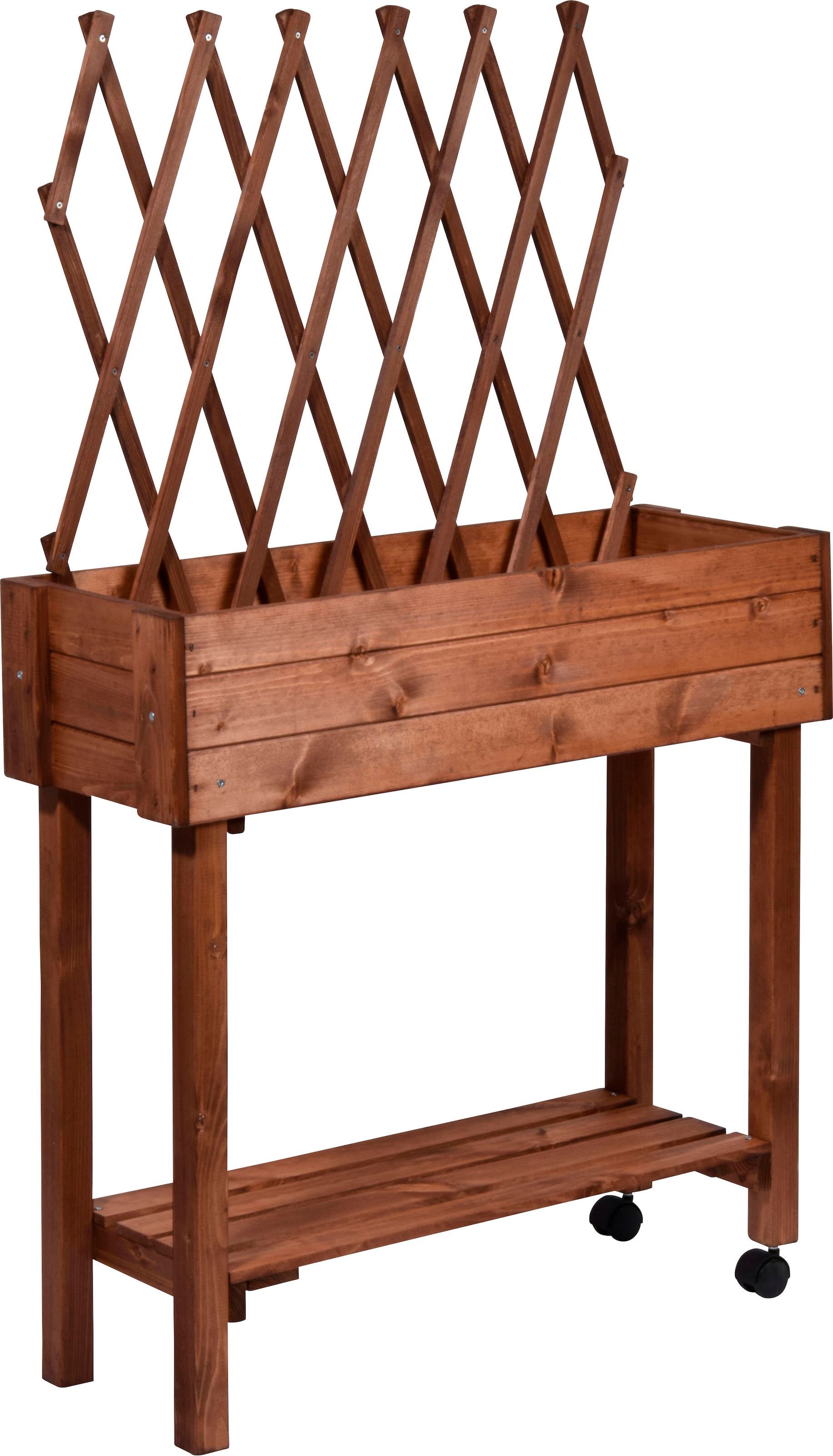 dobar Hochbeet rollbar, mit Rankgitter, braun