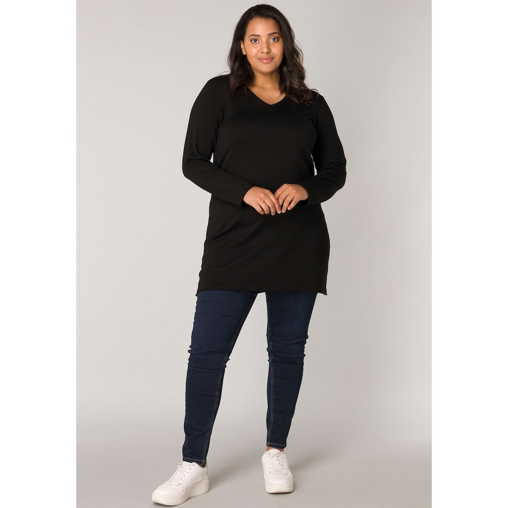 Base Level Curvy V-Ausschnitt-Pullover »BAS-ANINE-LONG«