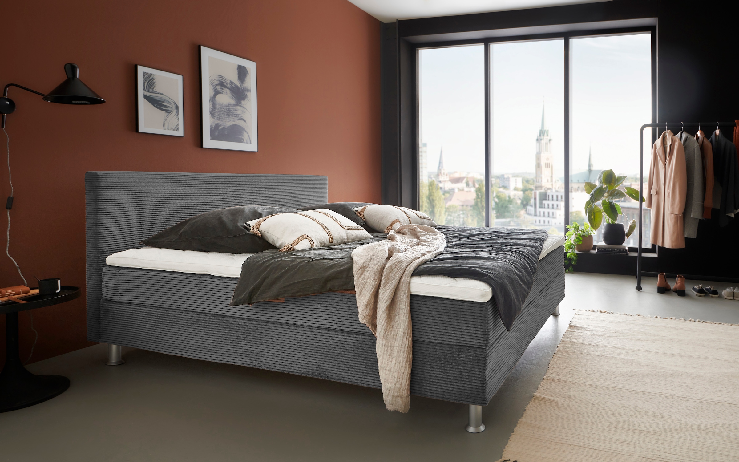 ATLANTIC home collection Boxbett "Edison", inkl. Bonnellfederkern-Matratze und Topper