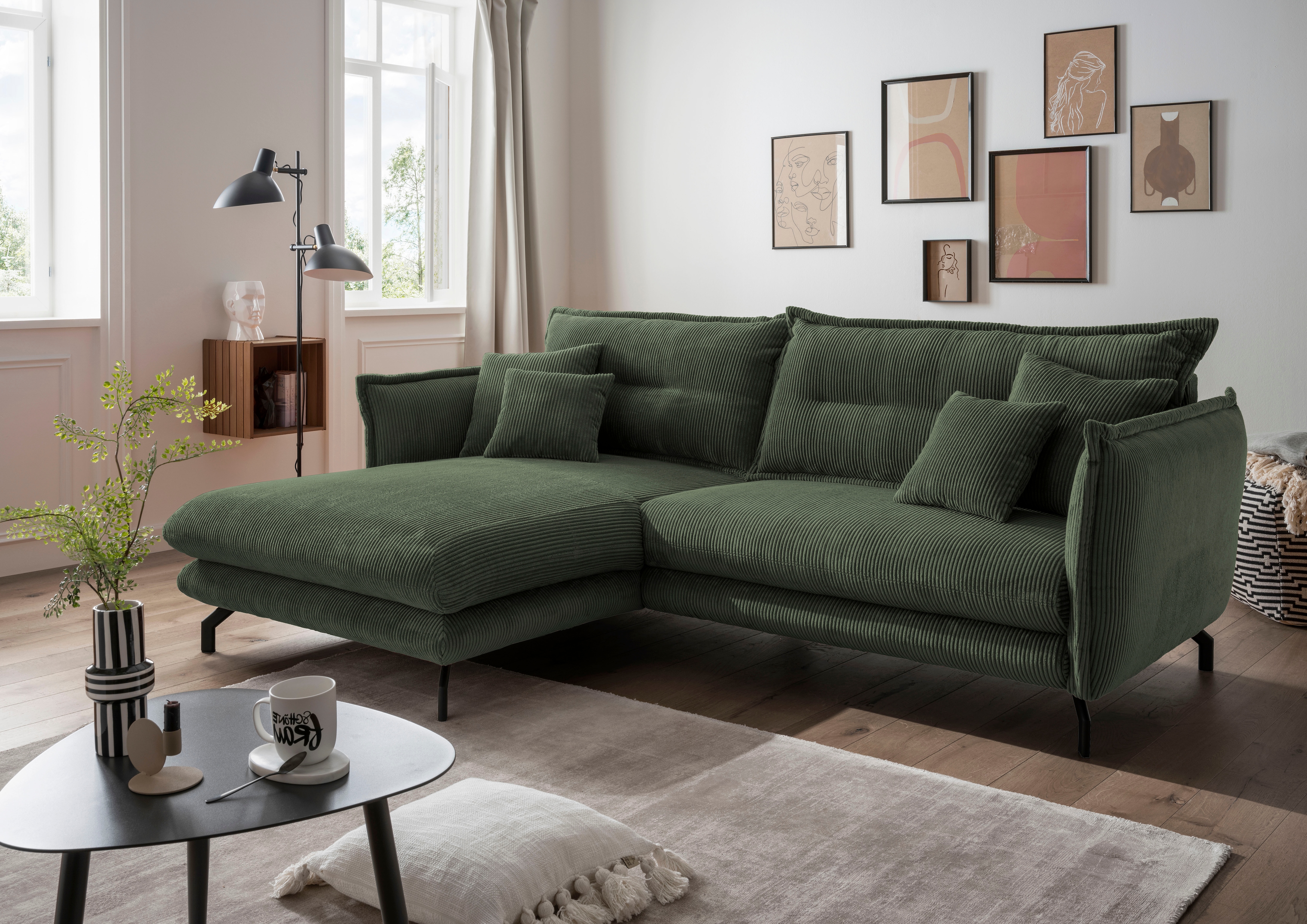 Home affaire Ecksofa "Lava modern & bequem, Breite 255cm, tolle Detailverarbeitung" zwei verschiedene Fußfarben wählbar
