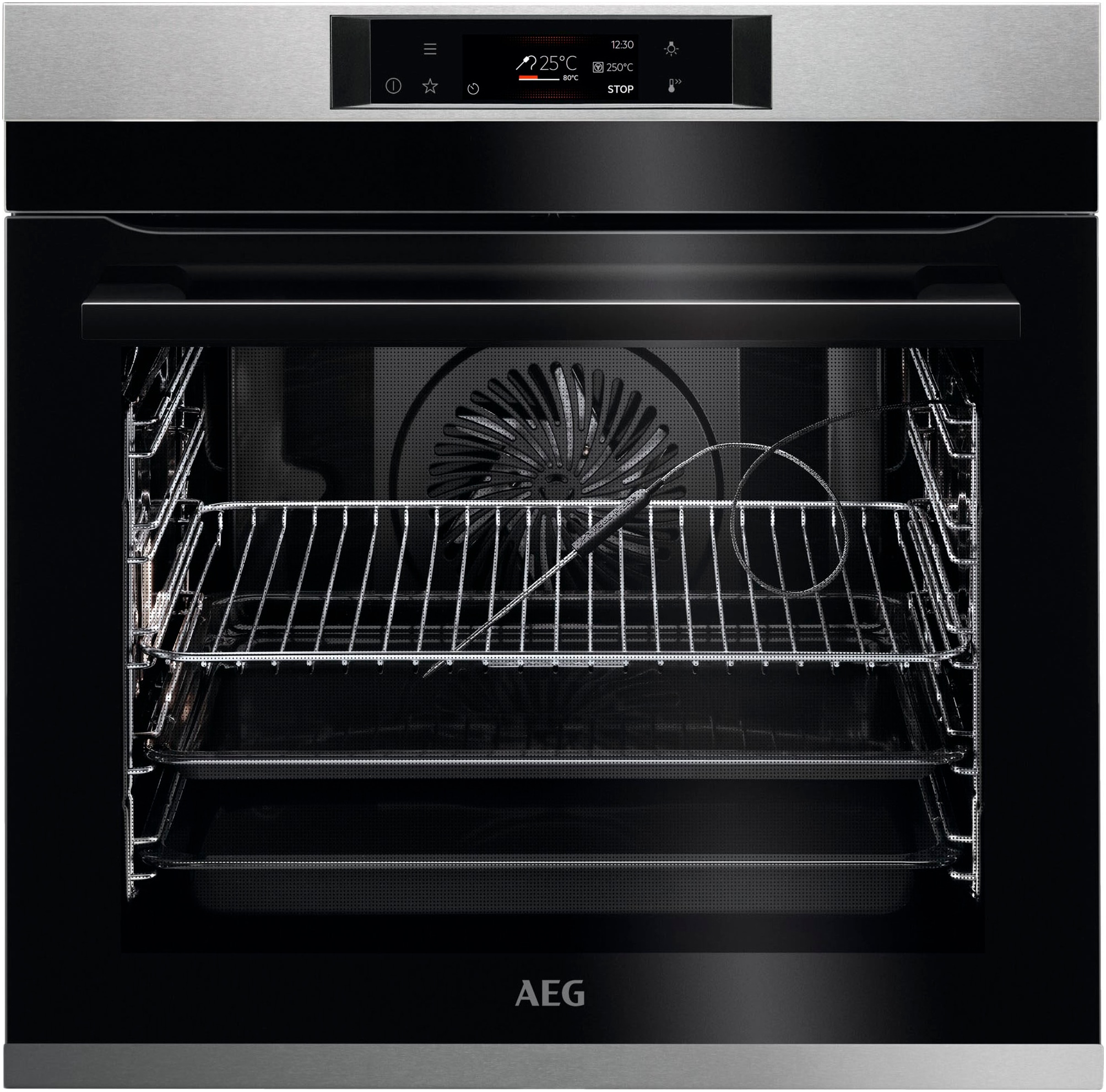 AEG Einbaubackofen Serie 8000 "BPE74228BM", Pyrolyse-Selbstreinigung, Made in Germany, Kochassistent, Kerntemperatursens