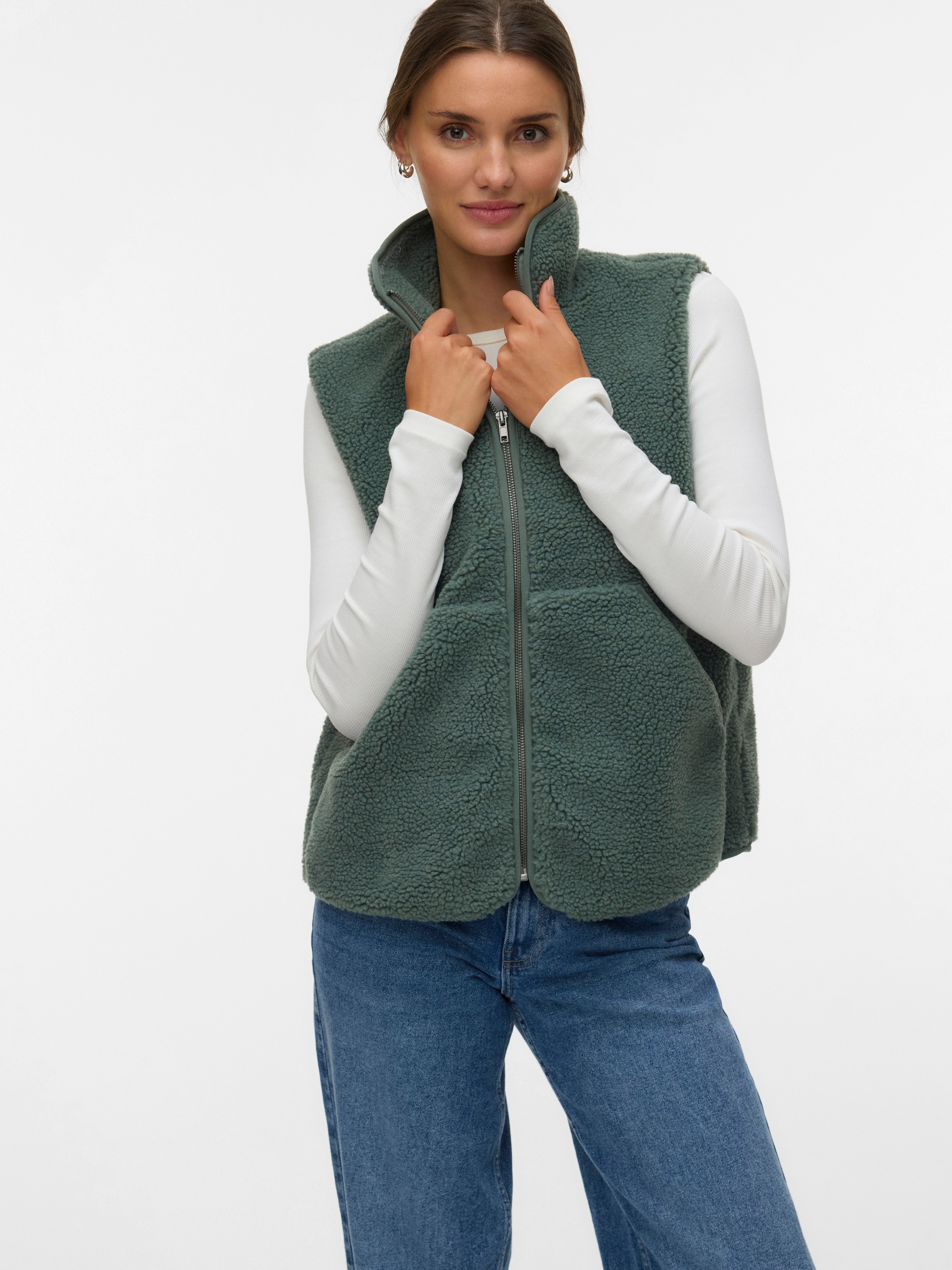 Vero Moda Plüschweste "VMJOSEFINE SL TEDDY ZIP VEST EXP" Kunstfaser günstig online kaufen