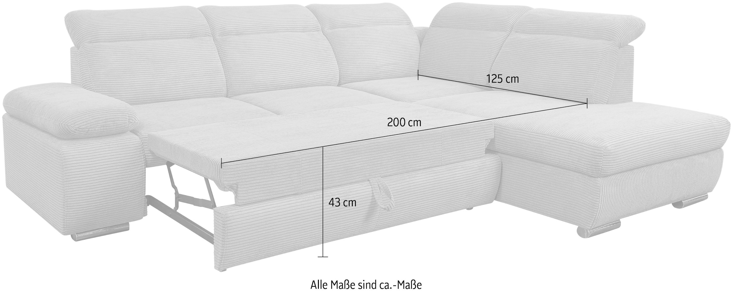 WERK2 Ecksofa »Memo Alicante« Schlafsofa mit Bettkasten & verstellbaren Kopfstützen.