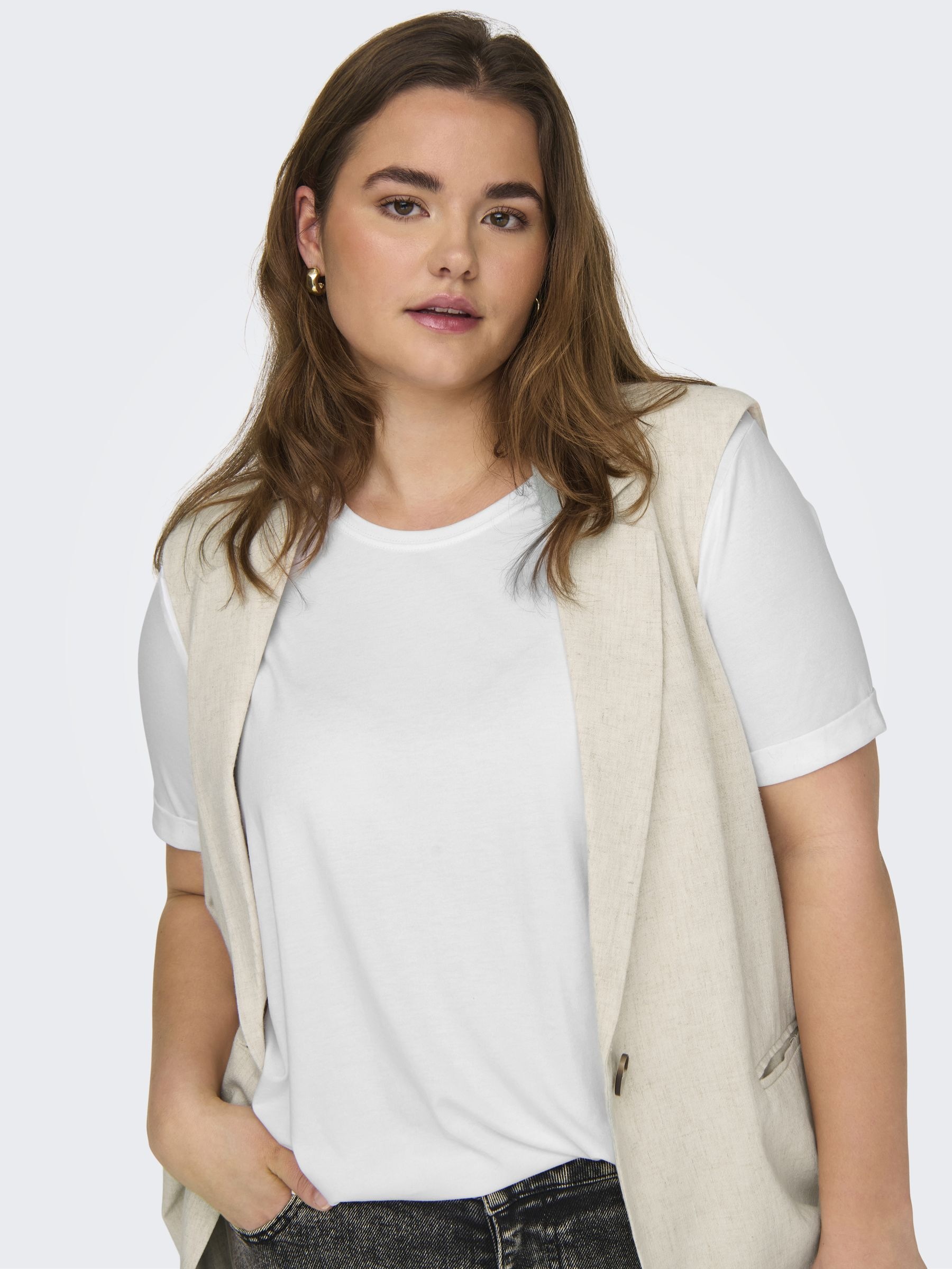 ONLY CARMAKOMA "CARMOSTER S/S FOLD UP TOP JRS NOOS" Materialmix, regular fi günstig online kaufen