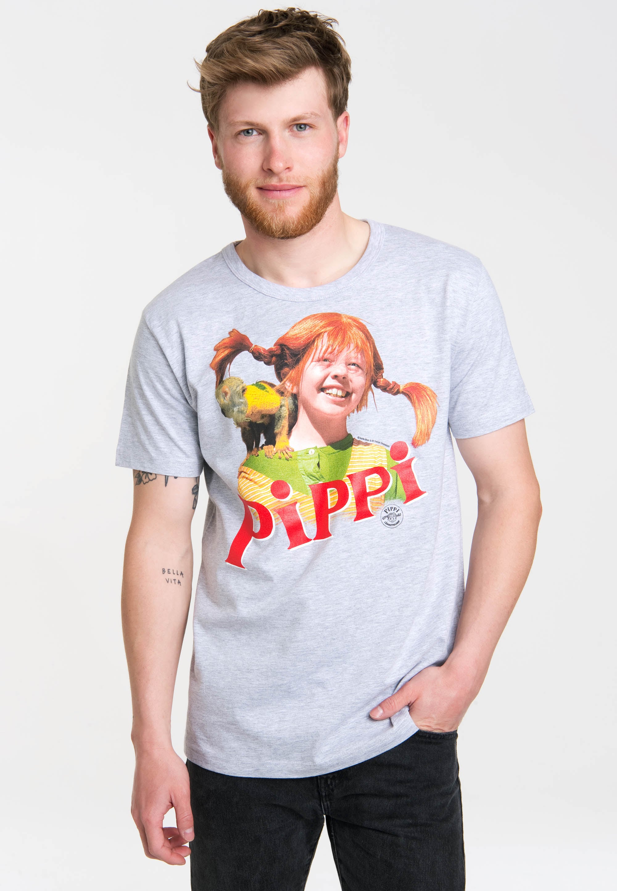 LOGOSHIRT T-Shirt »Pippi Langstrumpf - Äffchen Herr Nilsson«, mit coolem Frontprint