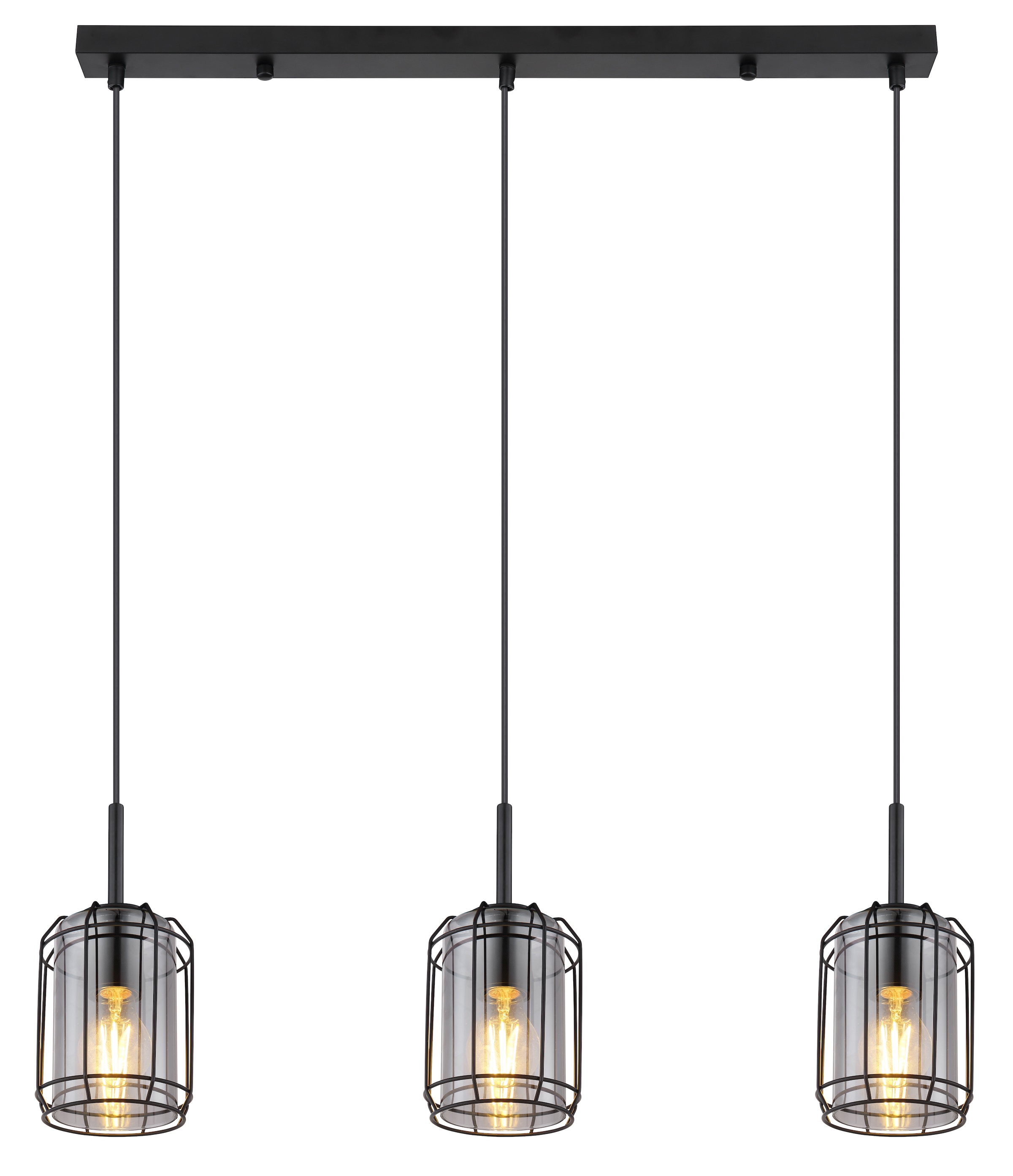 GLOBO LIGHTING Hängeleuchte "KAMMI", 1 Stk.schwarz, Wohnzimmer, Leuchten, Hängelampe/Pendelleuchte/Glas rauchfarben/Höhe kürzbar/Esstisch