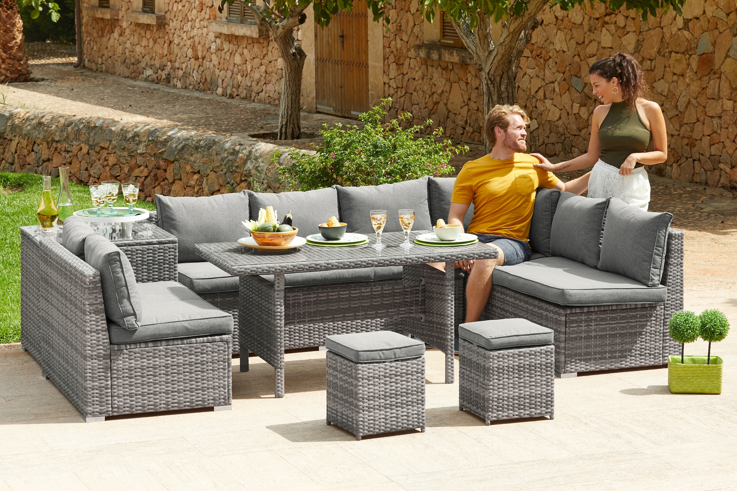 KONIFERA Gartenlounge-Set "Kalamos" Set, 3er-Sofa, 2x 2er Sofa, Ecksofa, 2x günstig online kaufen