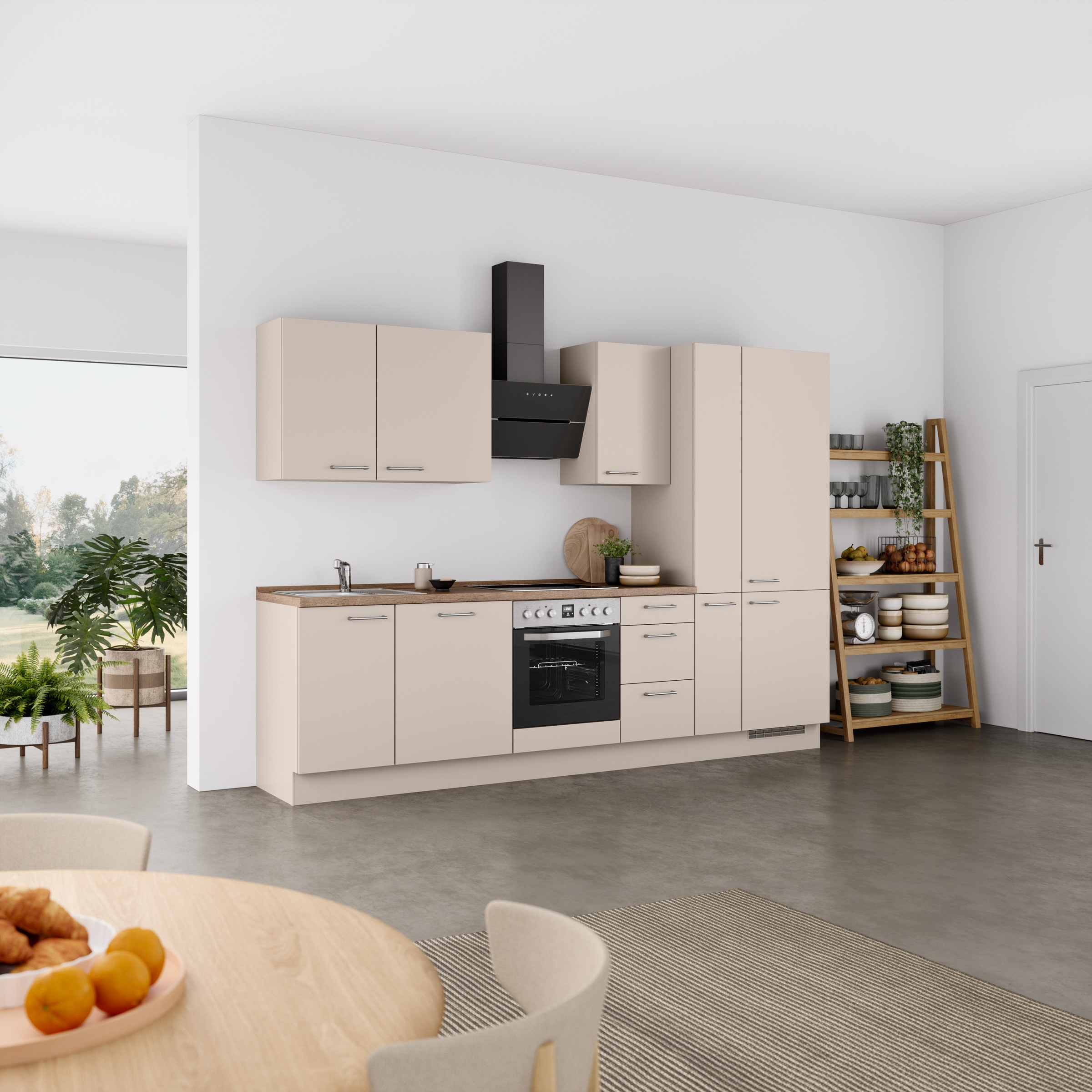 nobilia® Küchenzeile »"Laser II", Ausrichtung wählbar, Breite 300 cm«, vormontiert, wahlw. mit unterschiedlichen E-Geräten-Sets
