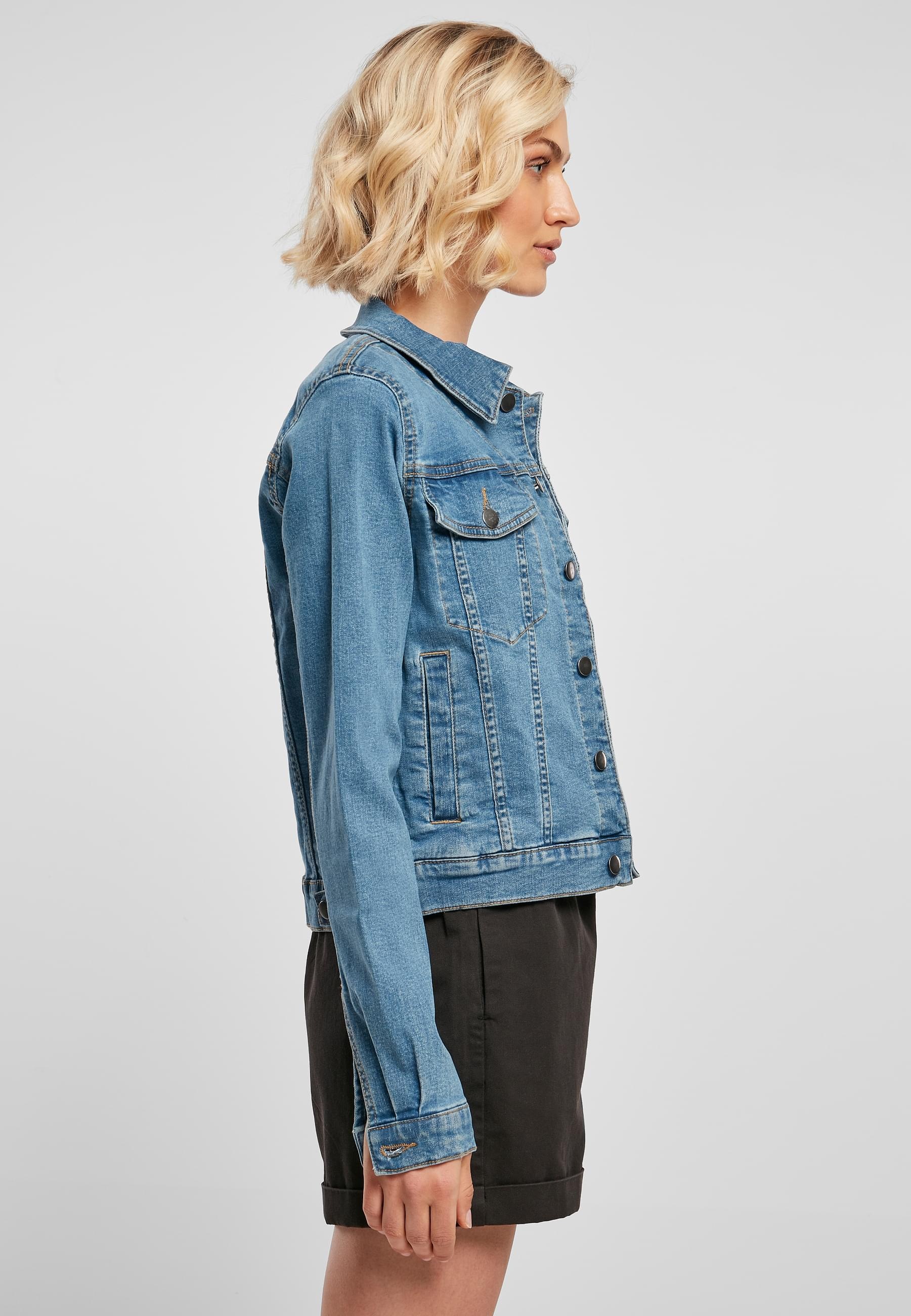 URBAN CLASSICS Jeansjacke »Urban Classics Damen Ladies Organic Denim Jacket« 1 Stk. tlg. ohne Kapuze