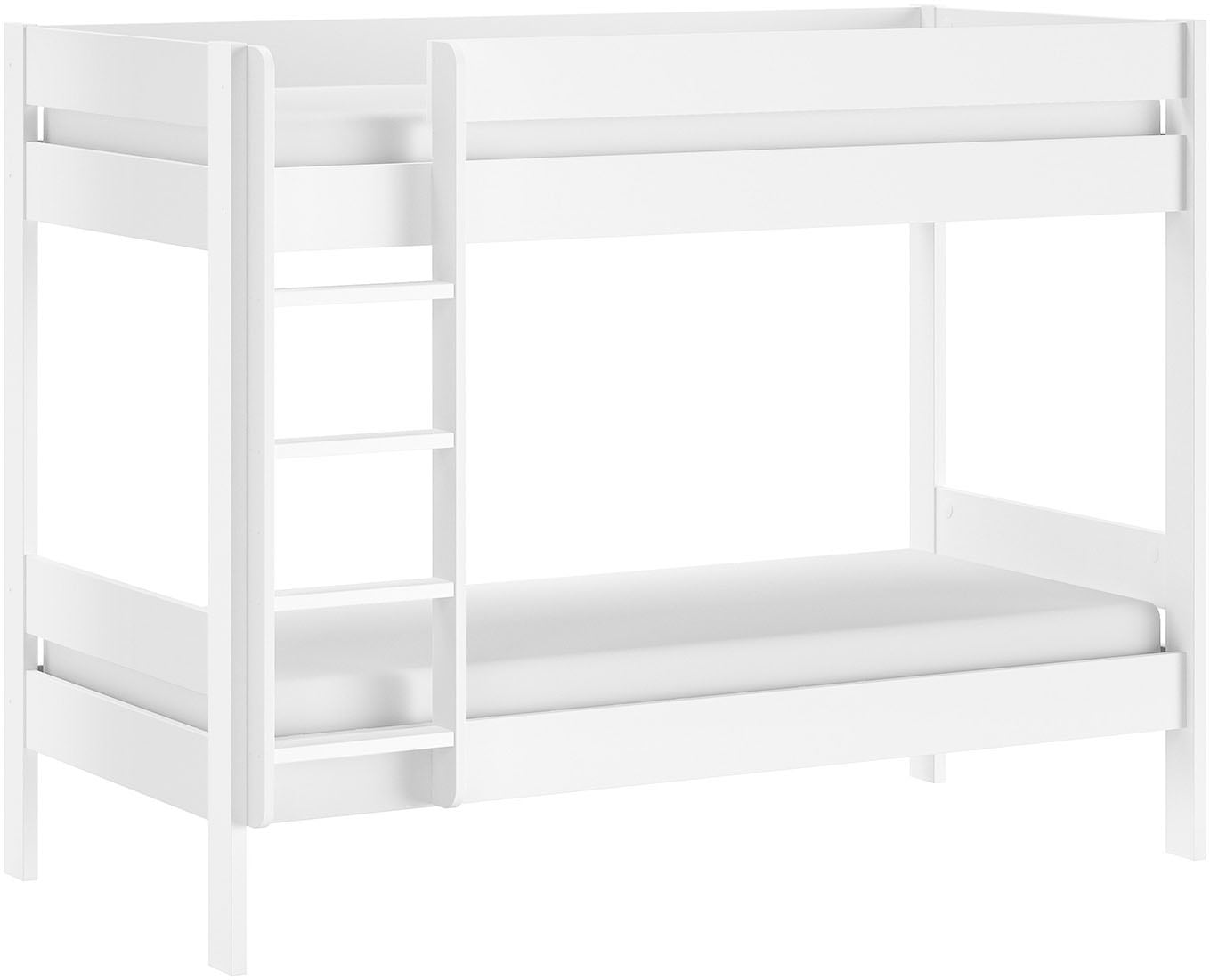 Vipack Etagenbett "Primo mit 2 Liegeflächen 90 x 200 cm, inkl. Massivholz Rolllattenrost" Kiefer massiv, weiß lackiert, ohne oder mit Bettschublade auf Rollen